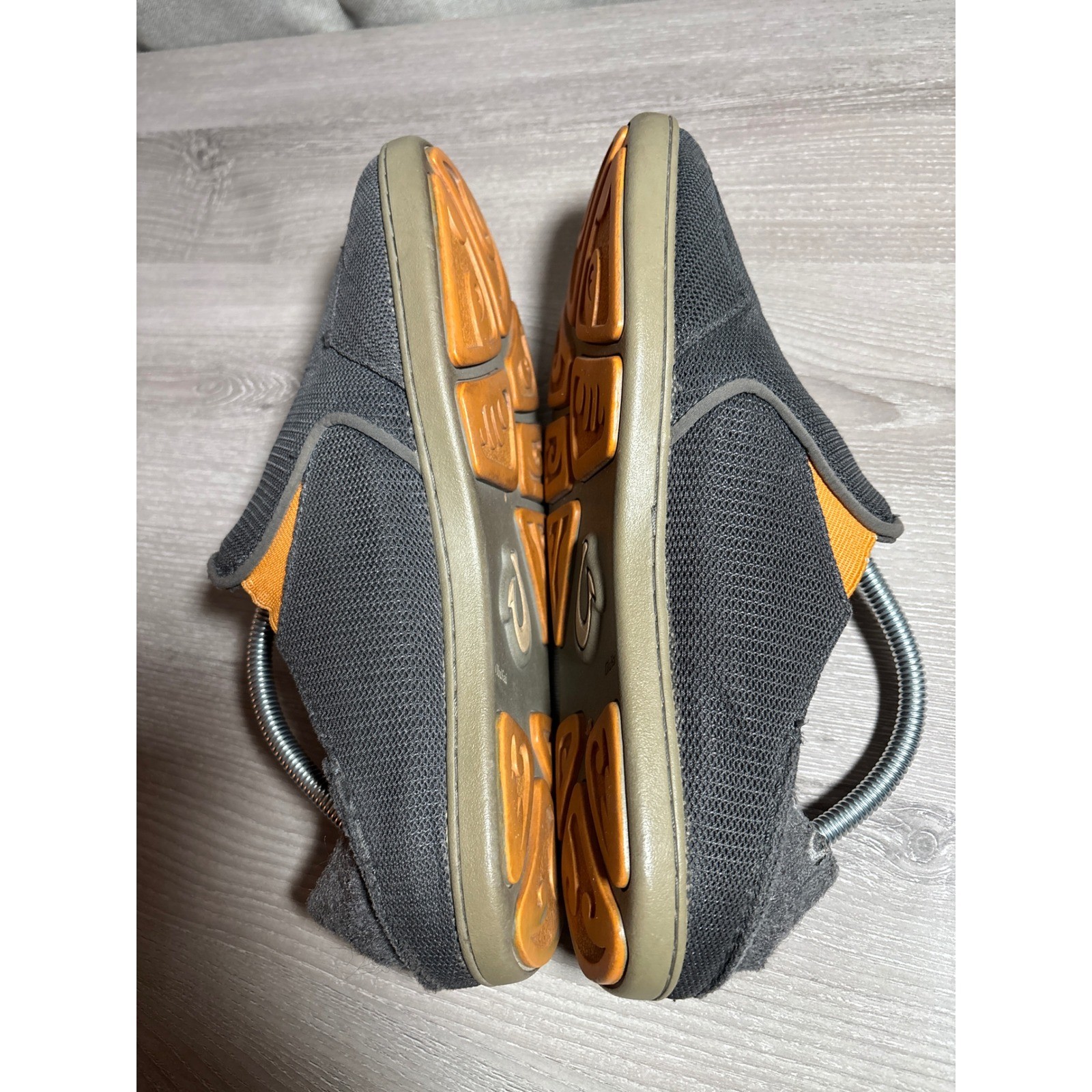 Olukai Nohea Mesh Mens 10.5 Charcoal Grey Orange Slip On Loafers 10188-4242