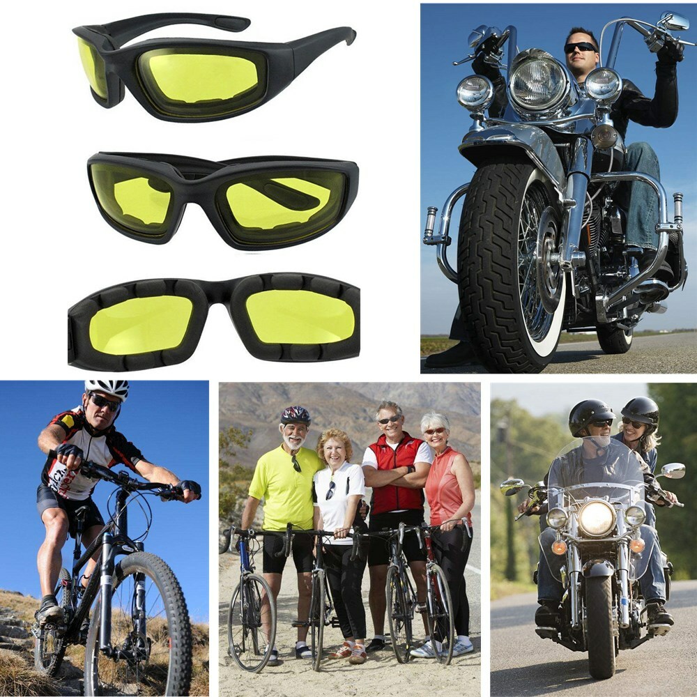 1 PCS Chopper RIDING GLASSES WINDPROOF GOGGLES MOTORCYCLE SUNGLASSES YELLOW LENS