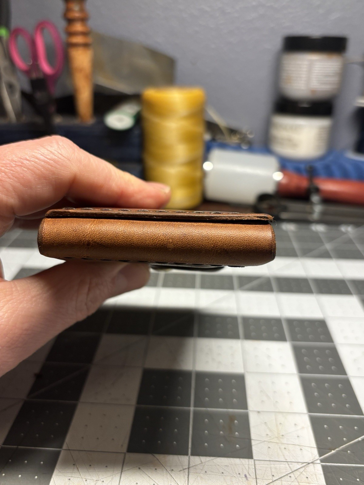 Handmade Leather Vertical Pocket Bifold Wallet – Slim & Durable