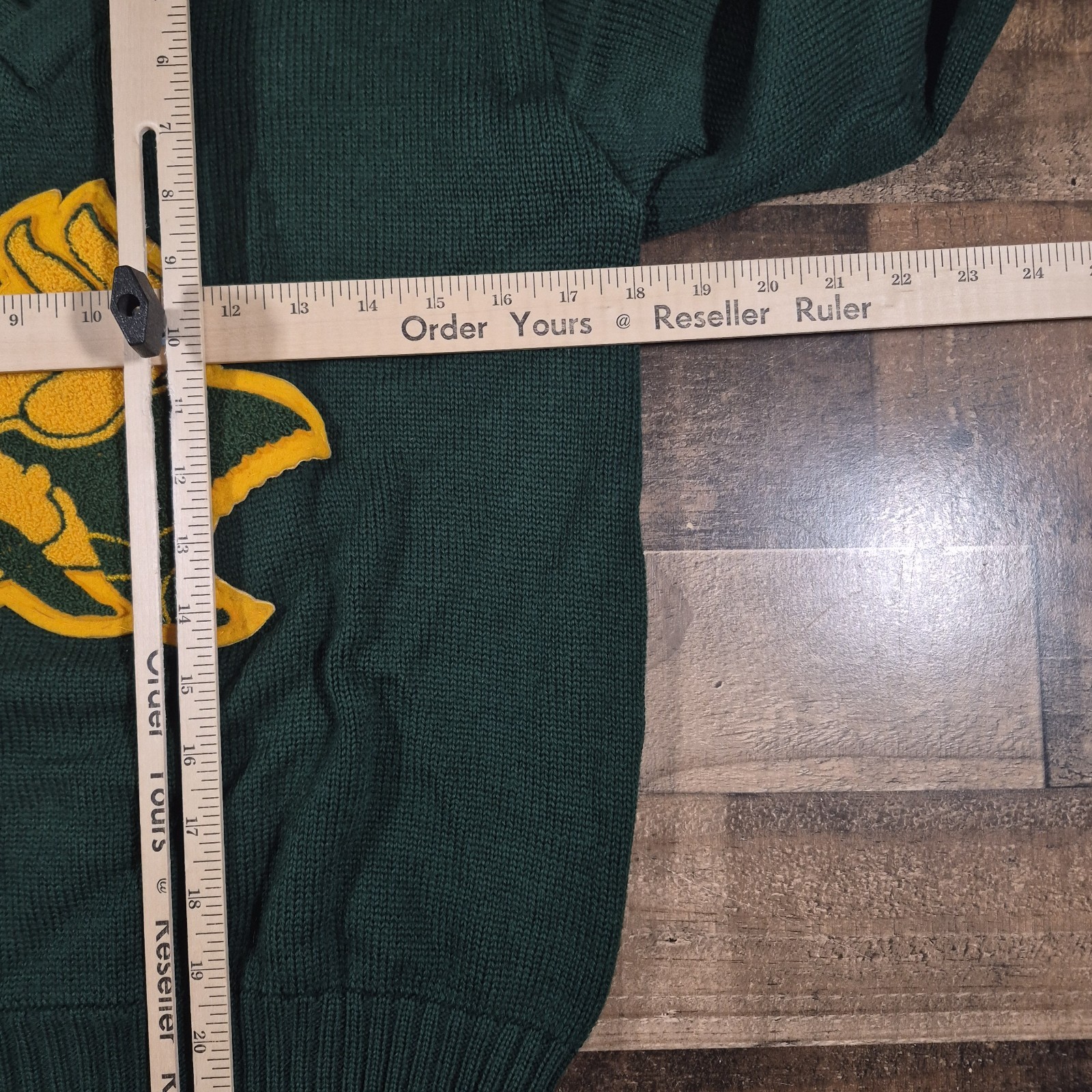 Vintage Letterman Varsity Sweater Womens 38 Green Wool Dehen Knitting 50s School