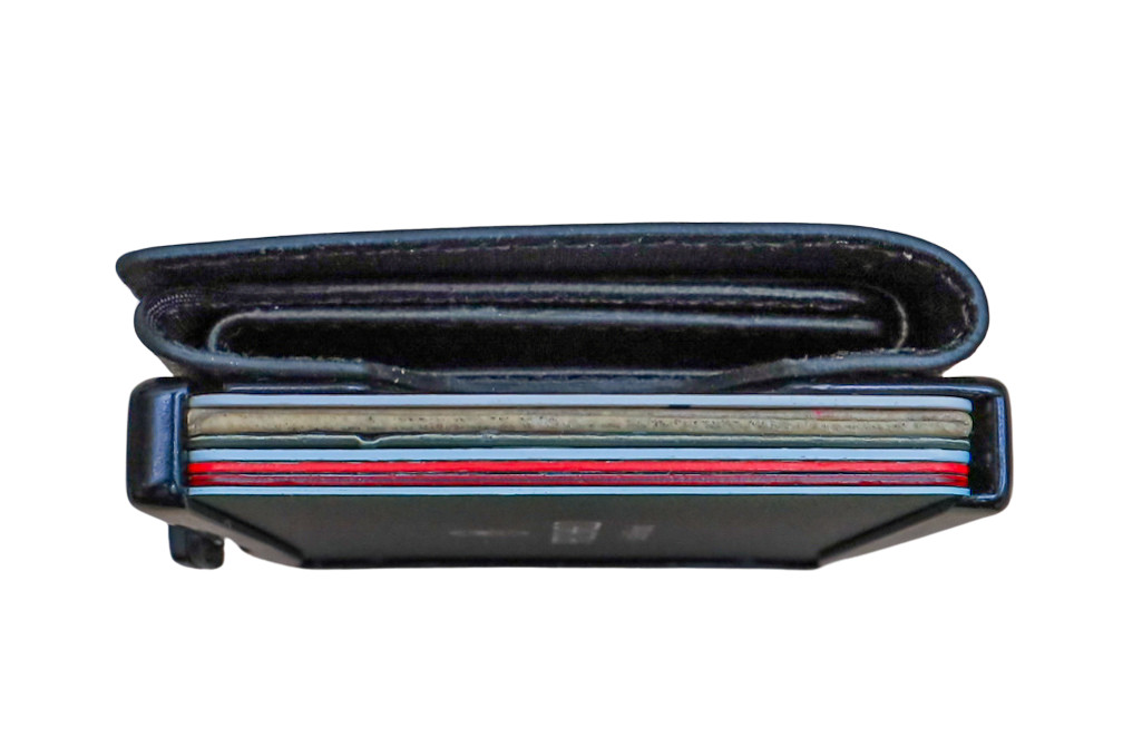 RFID Blocking Slim Solid Leather Aluminum Wallet – ZNAP by slimpuro (Black)