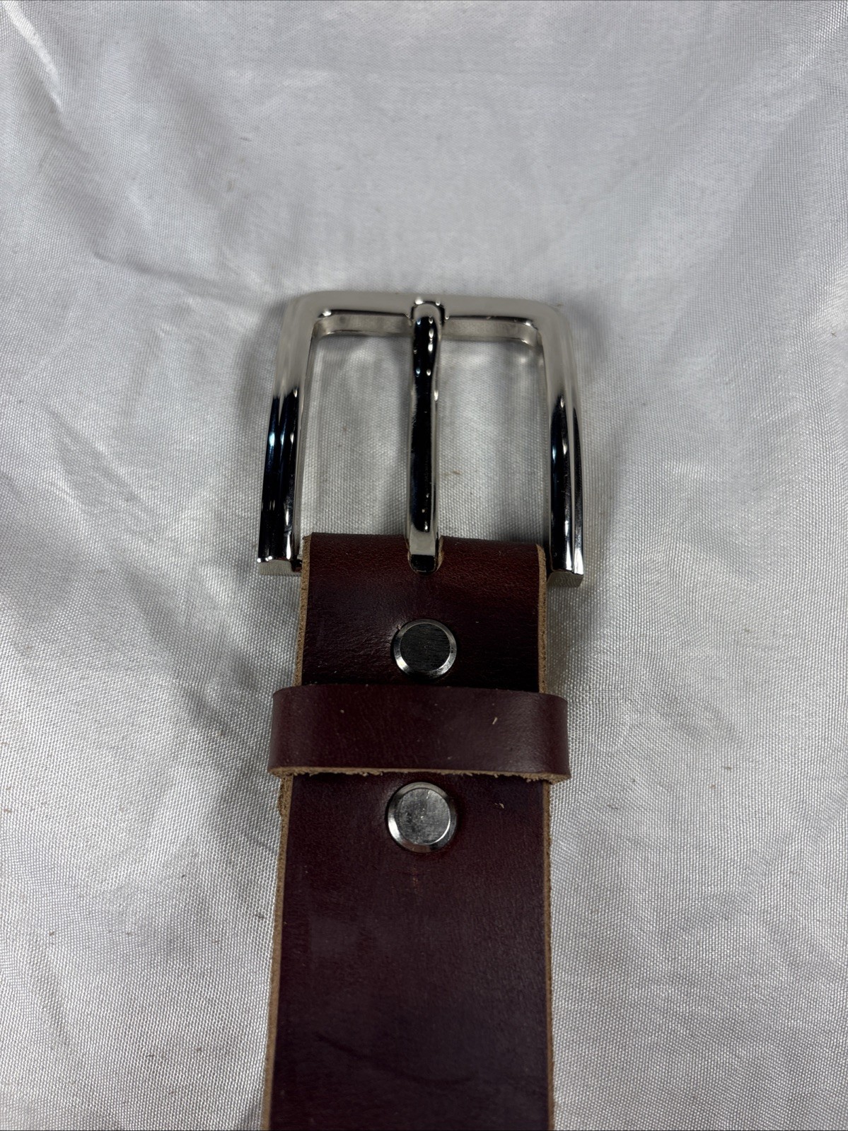 Natural Horween Chromexcel Handmade Leather Belt 1.5 Inch Raw Edge Silver Buckle