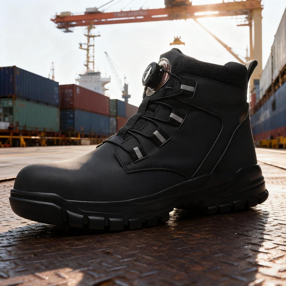Waterproof Safety Boots Men Rotary Buckle Indestructible Steel Toe Work Boots