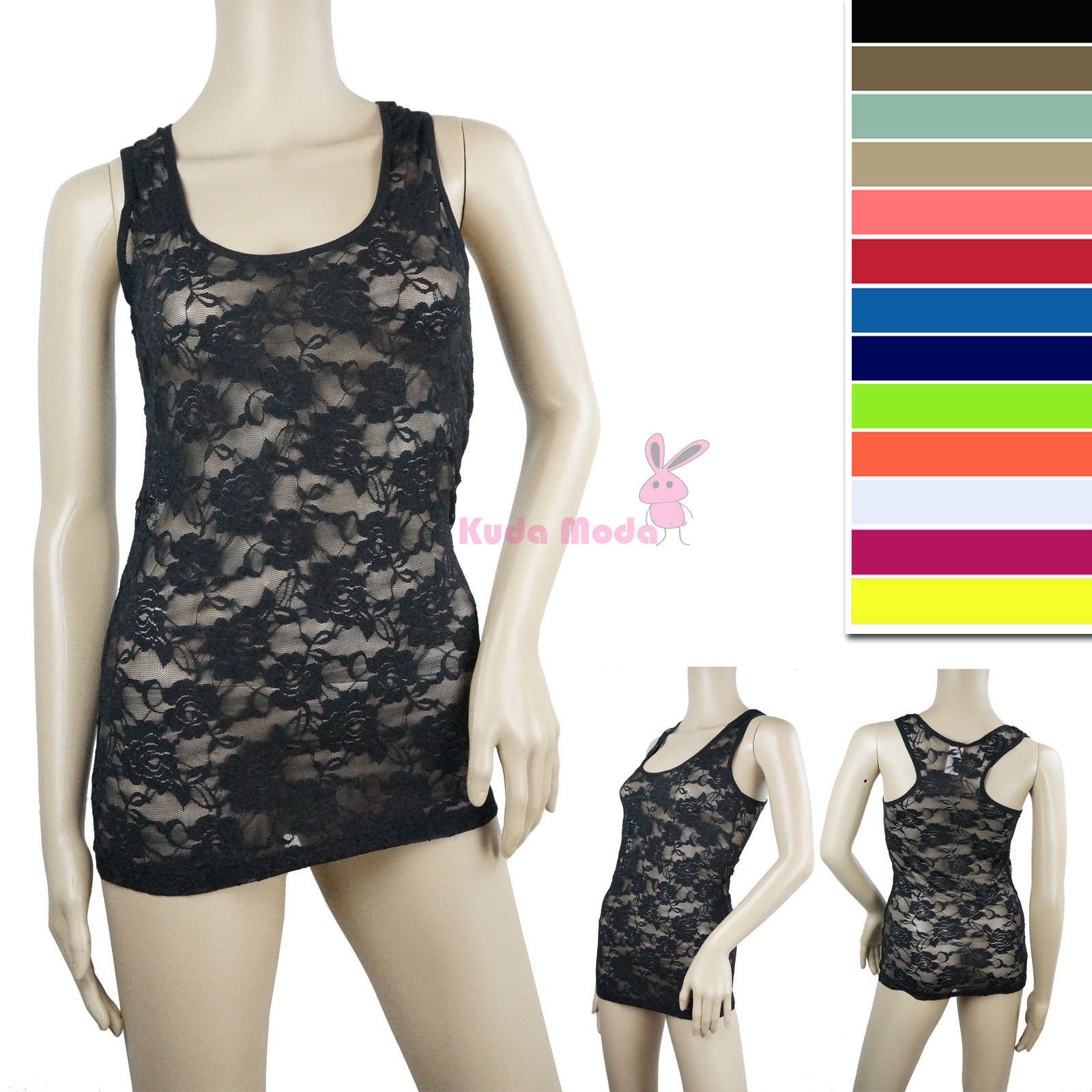 ROSE FLORAL LACE STRETCH RACER BACK CAMI SHIRTS SLIMMING MESH TANK TOP HOT TEE