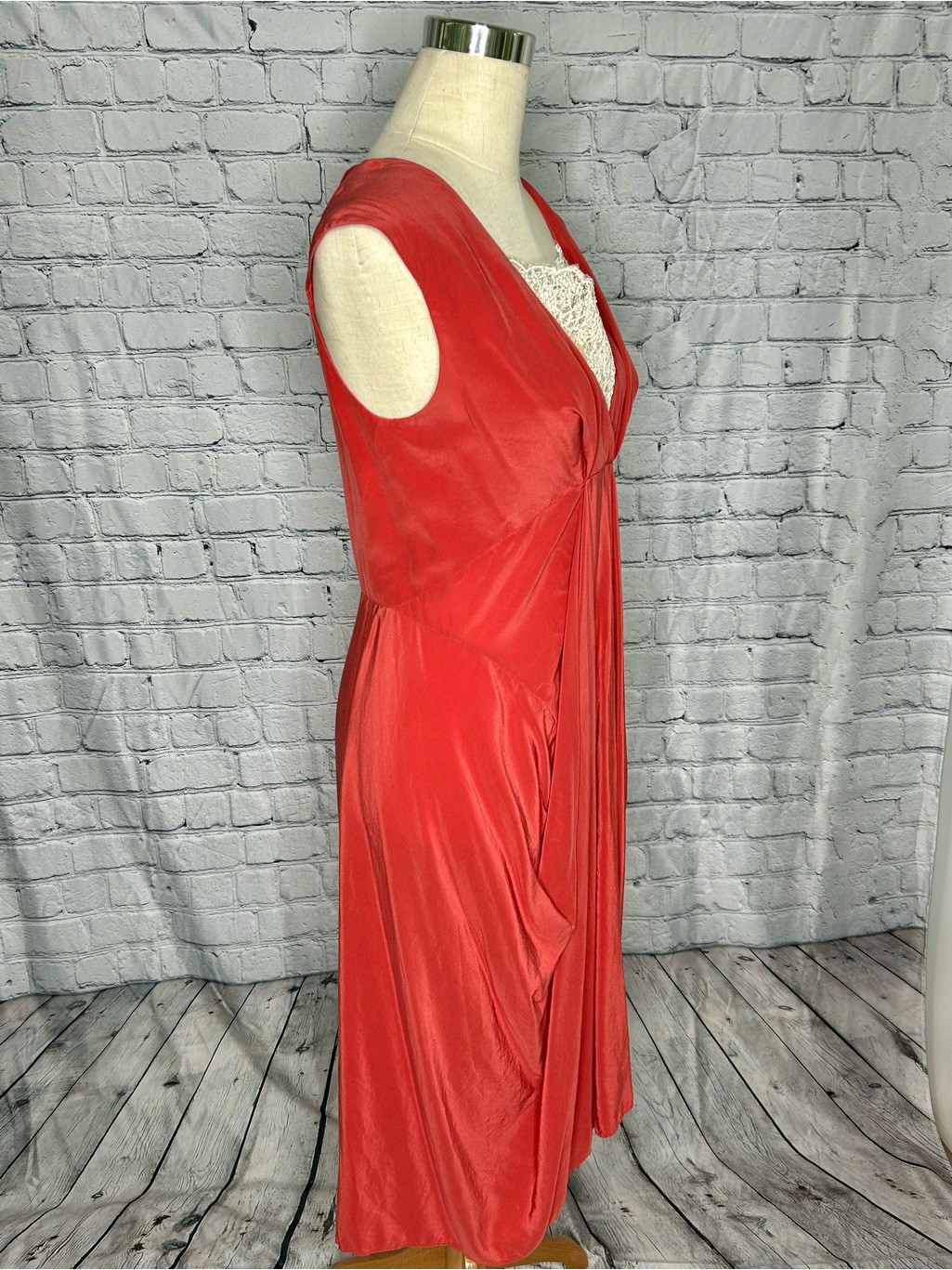 Donna Karan Black Label 100% Silk Coral Drape Dress Luxury Size 6
