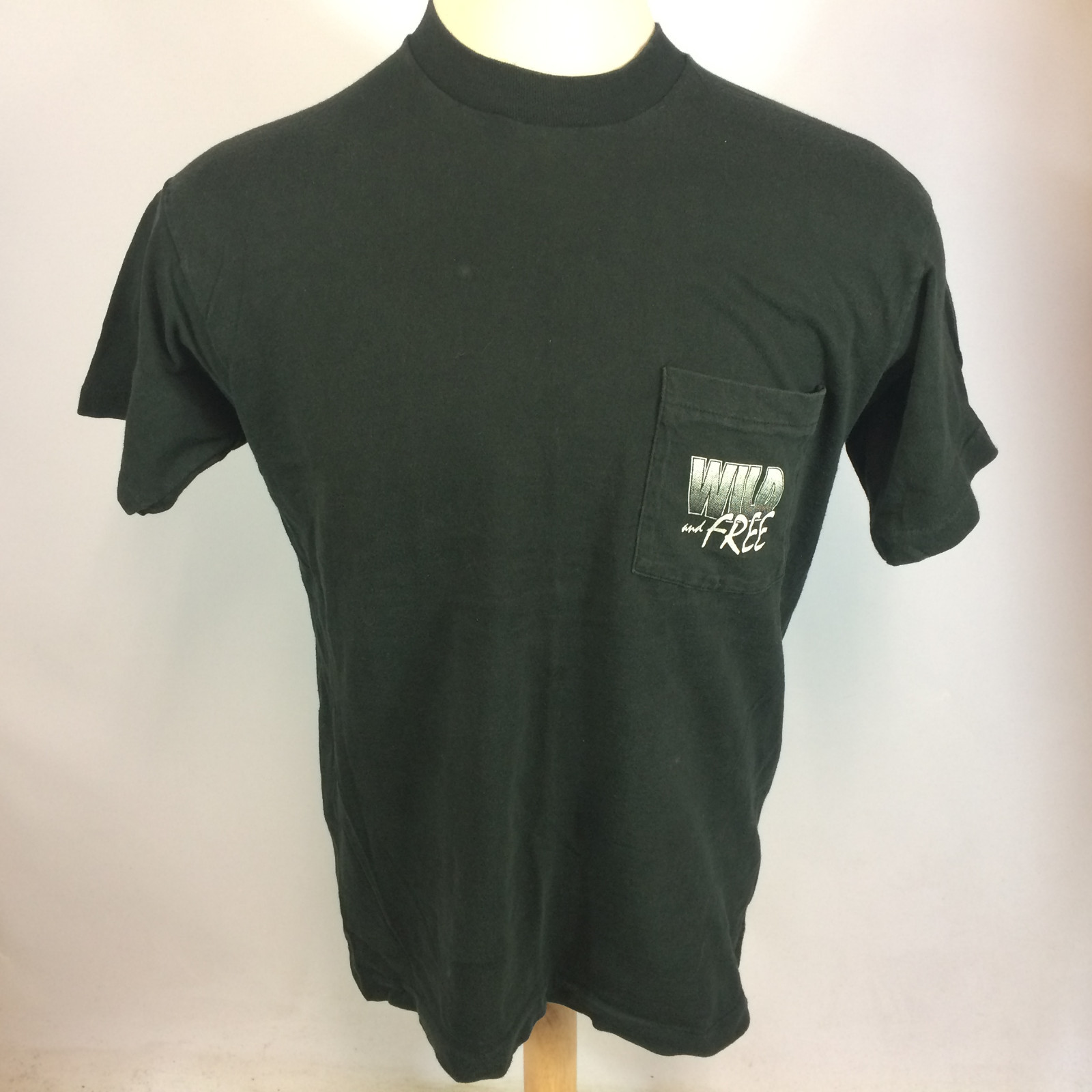 Vintage 80s 90s Black Trucker Motorcycle Horse Moon Distressed Pocket T Shirt