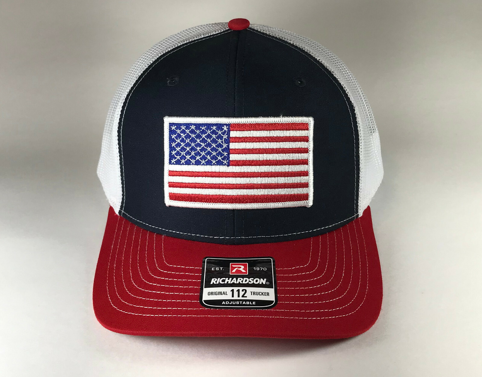 Richardson 112 American Flag 6 Panel Adjustable Snapback Trucker Mesh Hat