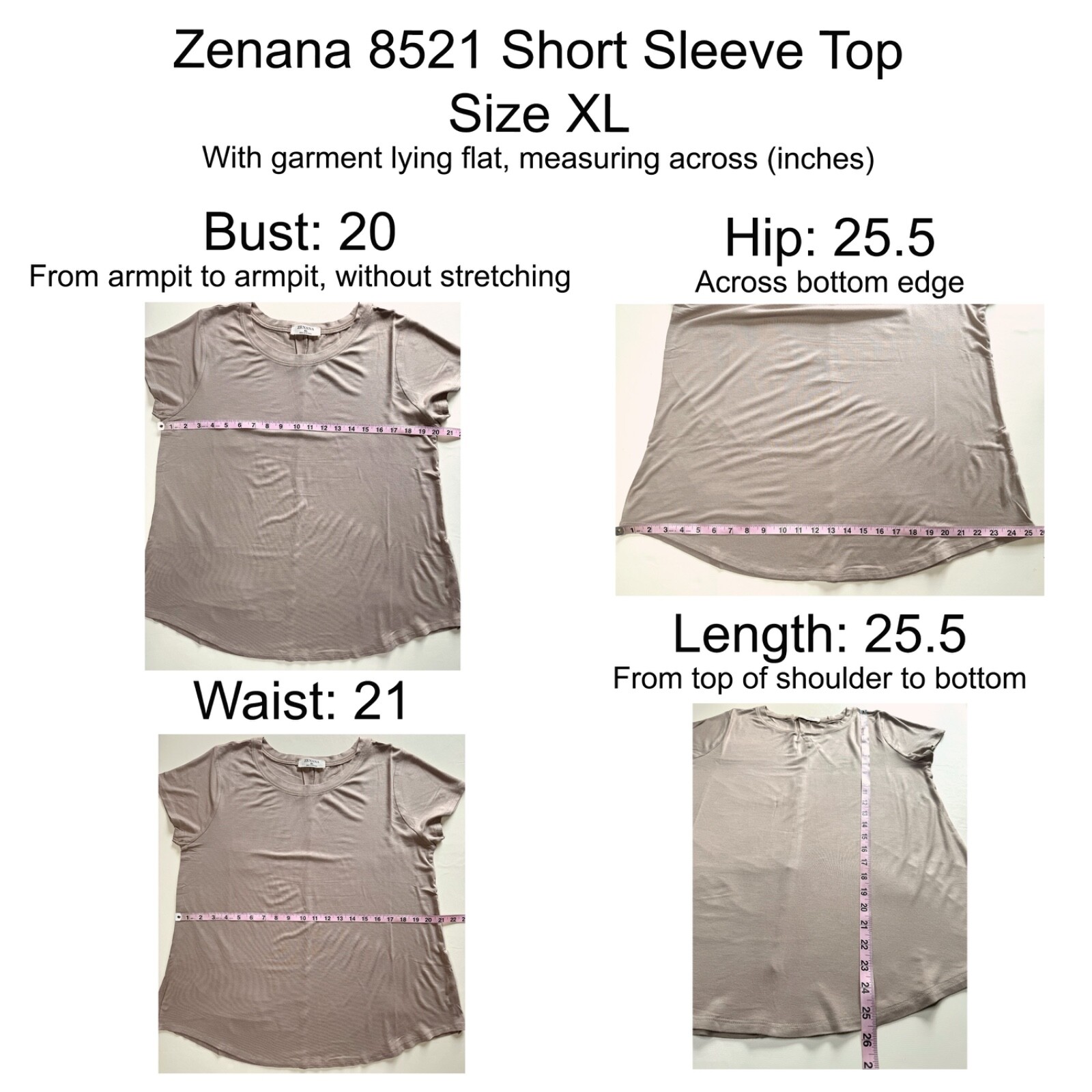 ZENANA 8521 Flowy Round Hem Rayon Short Cap Sleeve Knit Top Tee Essential Shirt