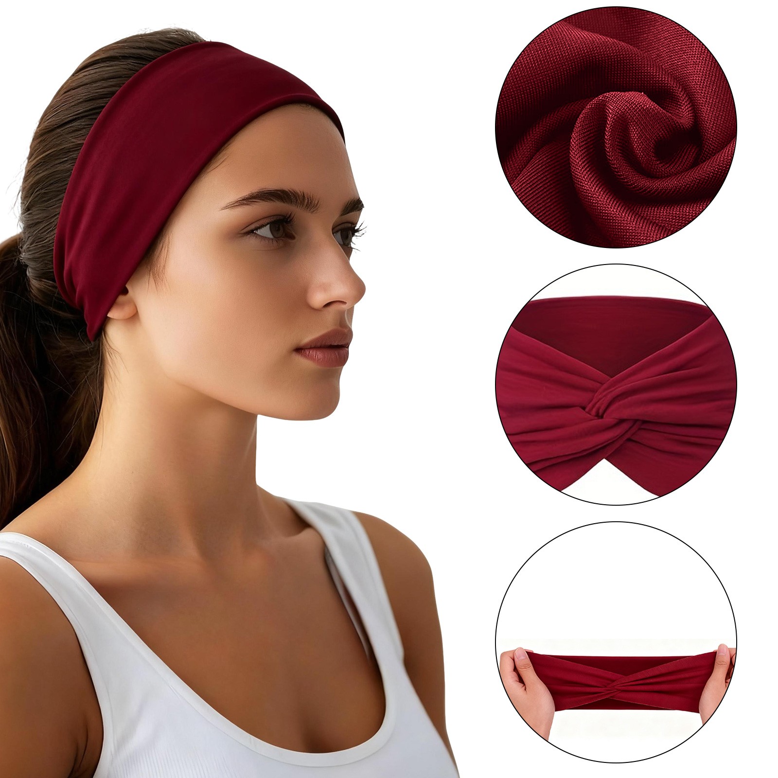 10PCS Women’s Wide Sports Headbands Soft Stretchy Hair Bands for Yoga, Workouts