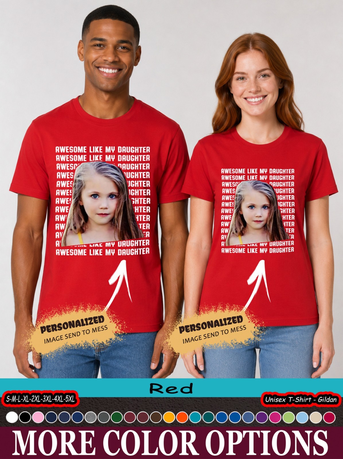 Custom Photo Awesome Like My Daughter Tee, Funny Dad Daughter Matching Family