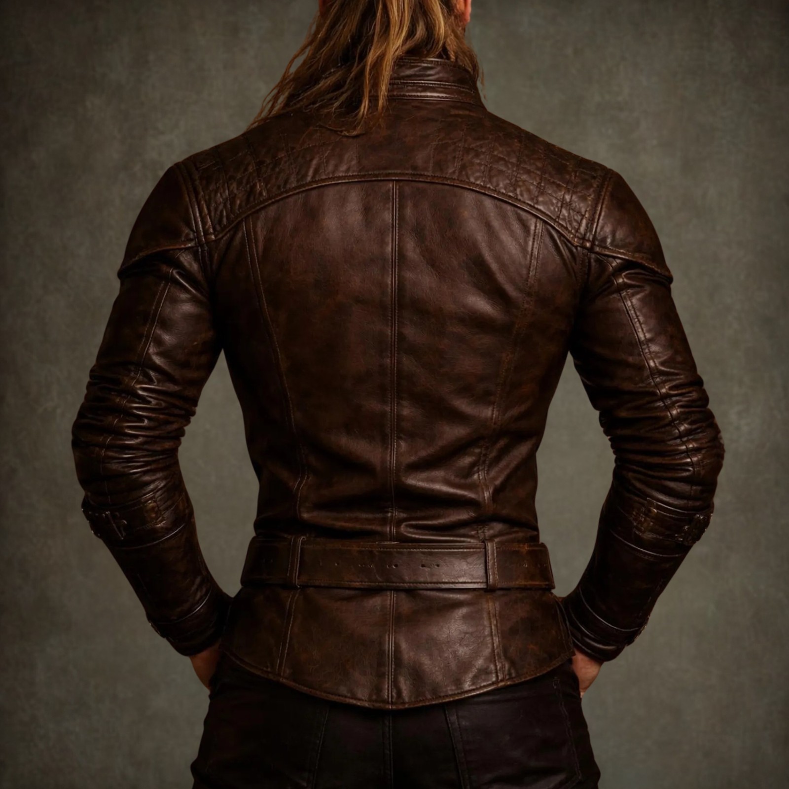 Genuine Leather Shirt Jacket Brown Lace Up Medieval Viking Renaissance Slim