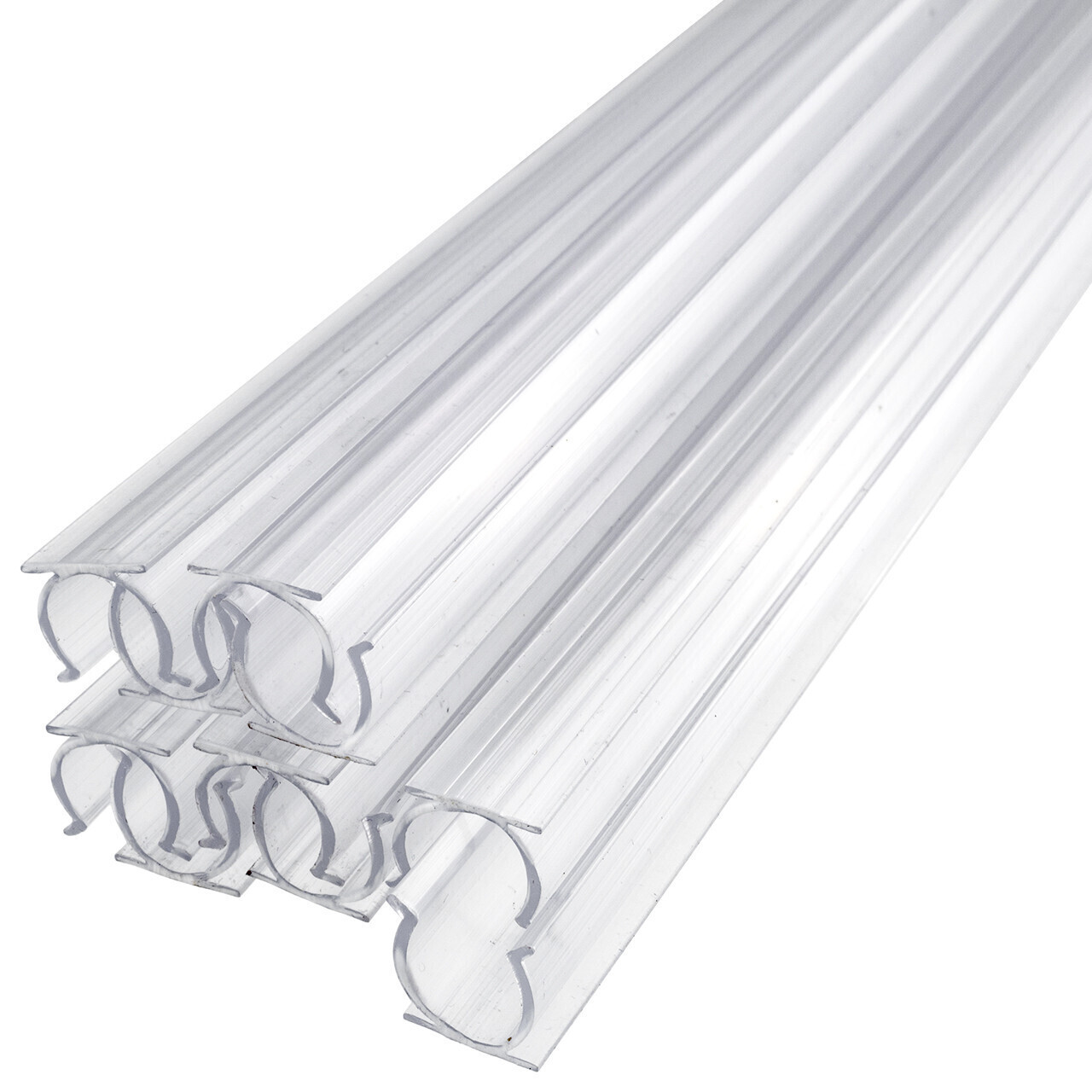 24 Inch x 1/2 Inch Rope Light Mounting Track – Clear PVC Channel (10 Pack) – 12/
