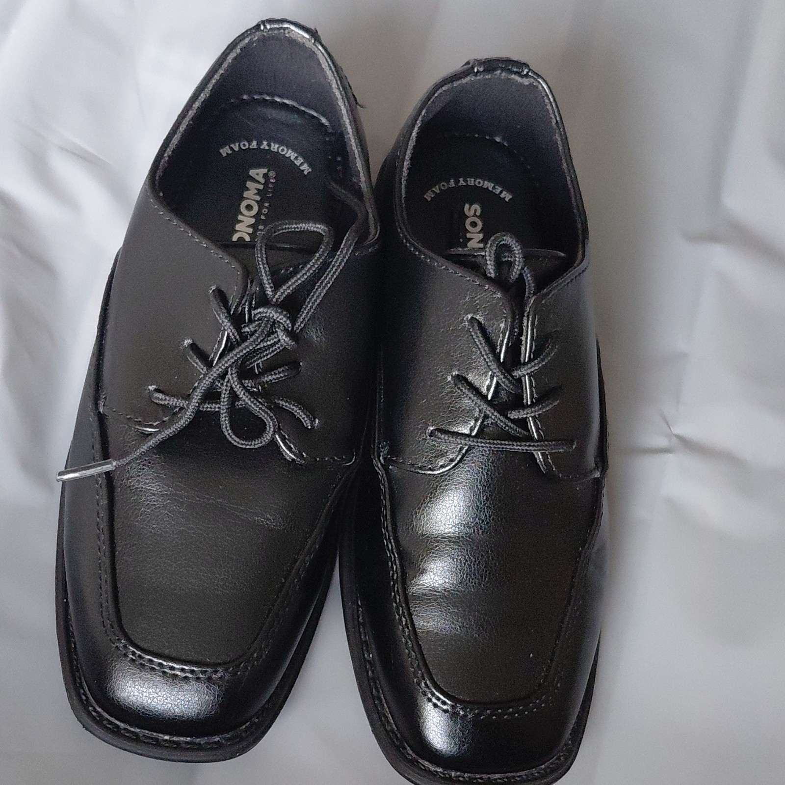 Sonoma Men’s Leather Lace-Up Oxford Dress Shoes Square Toe Black 13