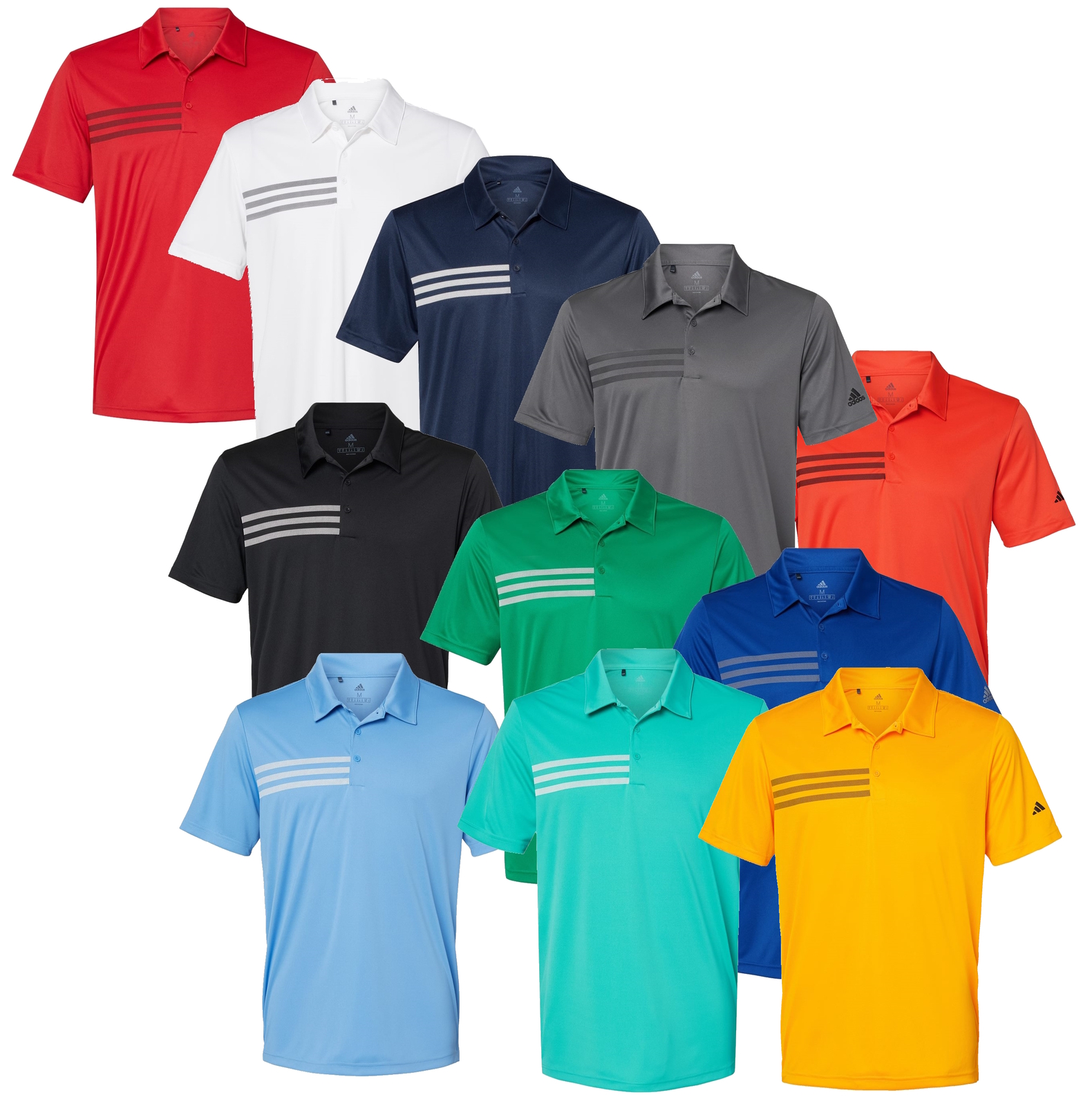 Adidas 3-Stripes Chest Polo Mens Golf Shirt – A324 – New