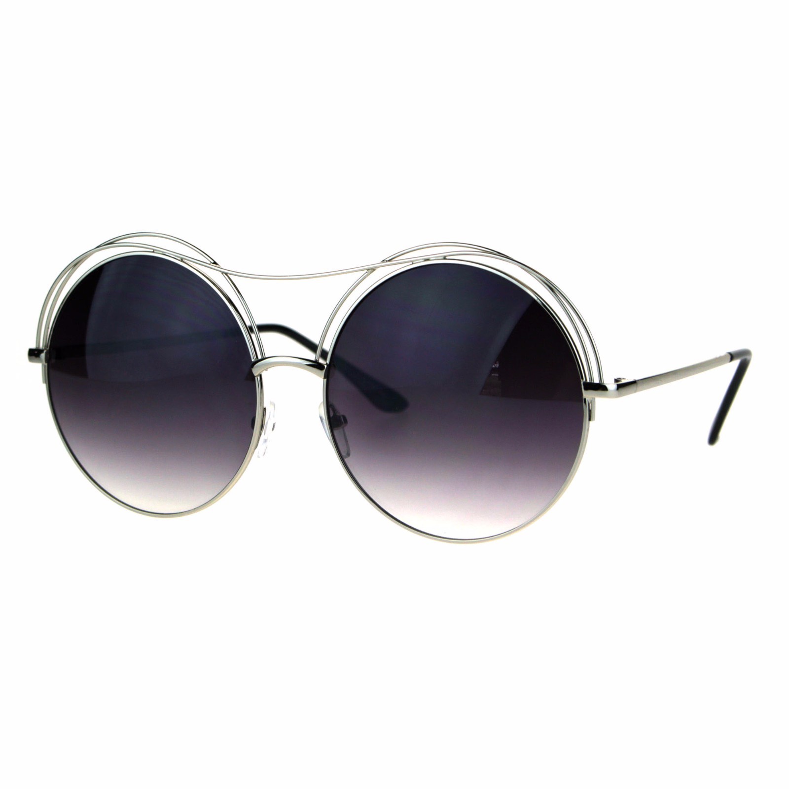 Womens Round Circle Sunglasses Oversized Wire Metal Top Frame UV 400