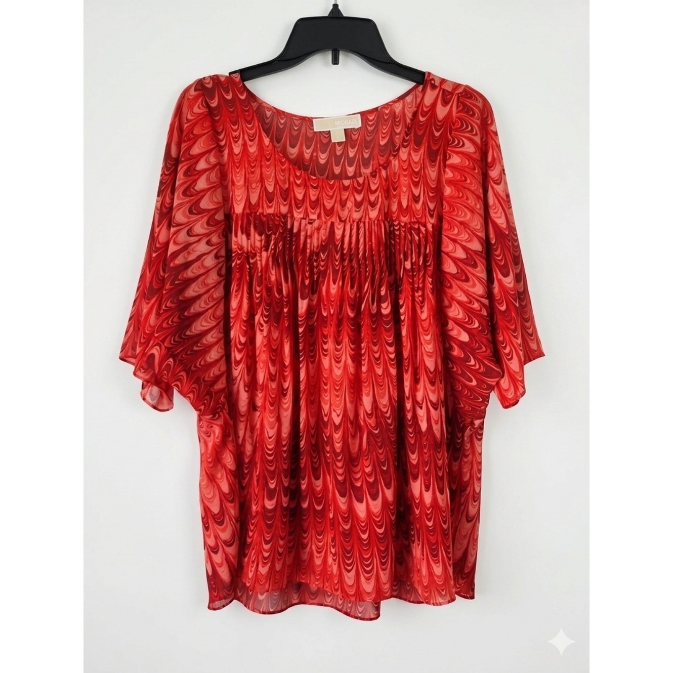 MICHAEL Michael Kors Red Swirl Blouse Size L