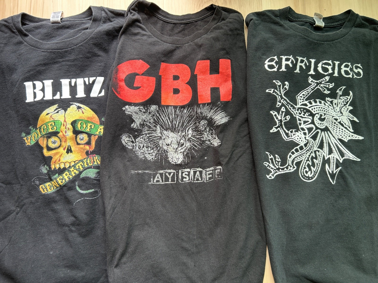 5 PUNK SHIRTS SIZE XL COCK SPARRER GBH BLITZ STIFF LITTLE FINGERS EFFIGIES