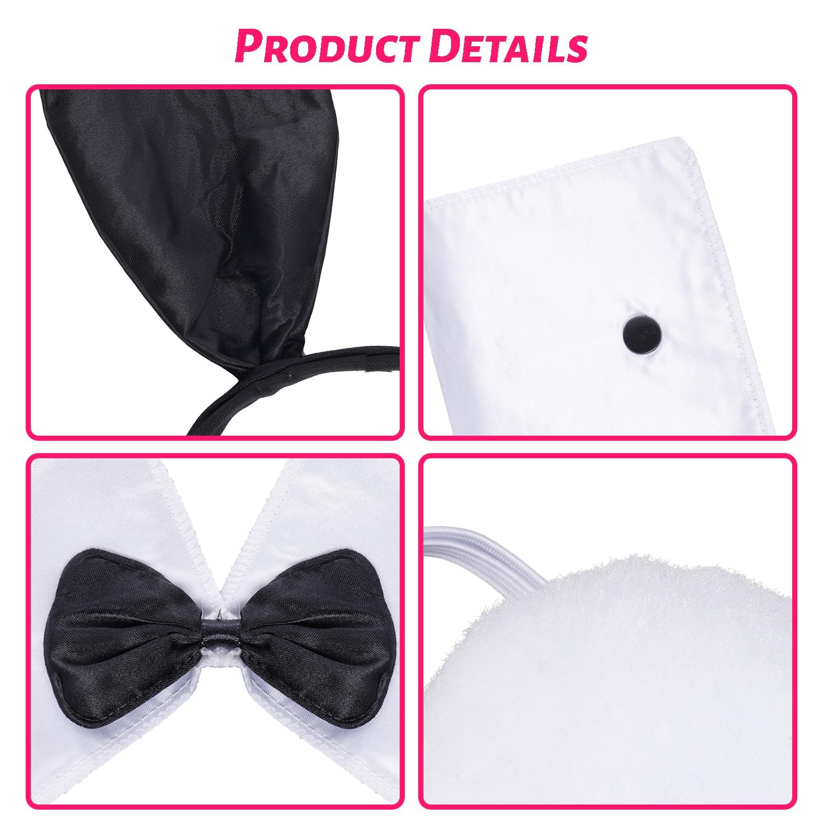 Bunny Costume Set for women Rabbit Ear Headband Tail Bow Tie Rabbit Accessory…