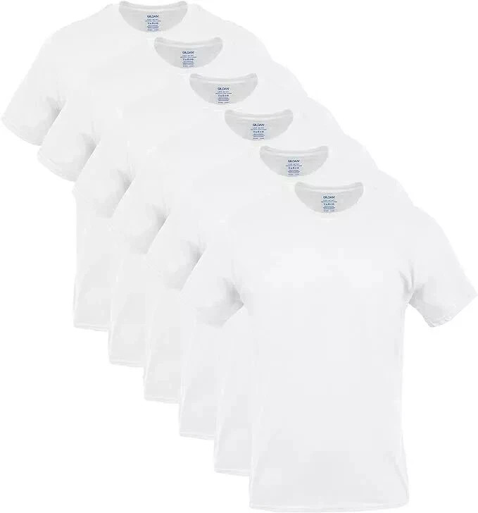 Gildan Men’s Crew Neck T-Shirts, 6 Pack, White Tees, 100% Cotton