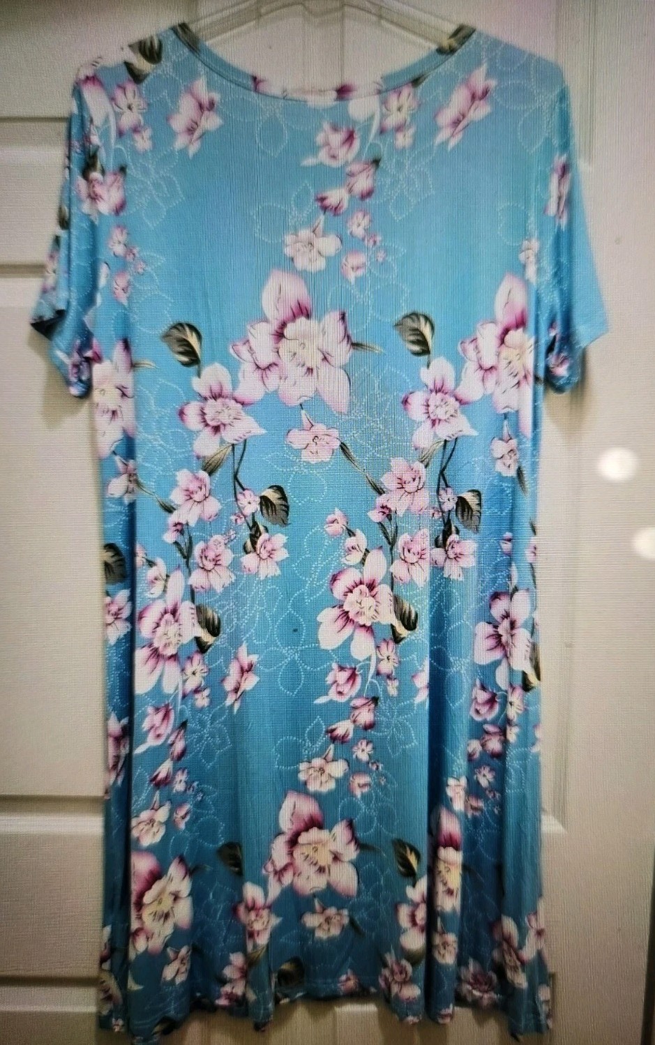 POPYOUNG Women’s XL Nightgown Blue Floral Short Sleeve Soft nwt $38.00