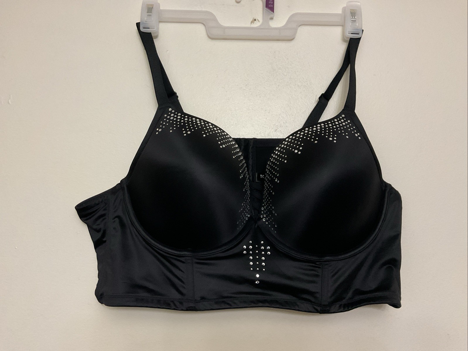 Womens Torrid XO Plunge Push-Up Bra Diamante rhinestone Black Size 50 B