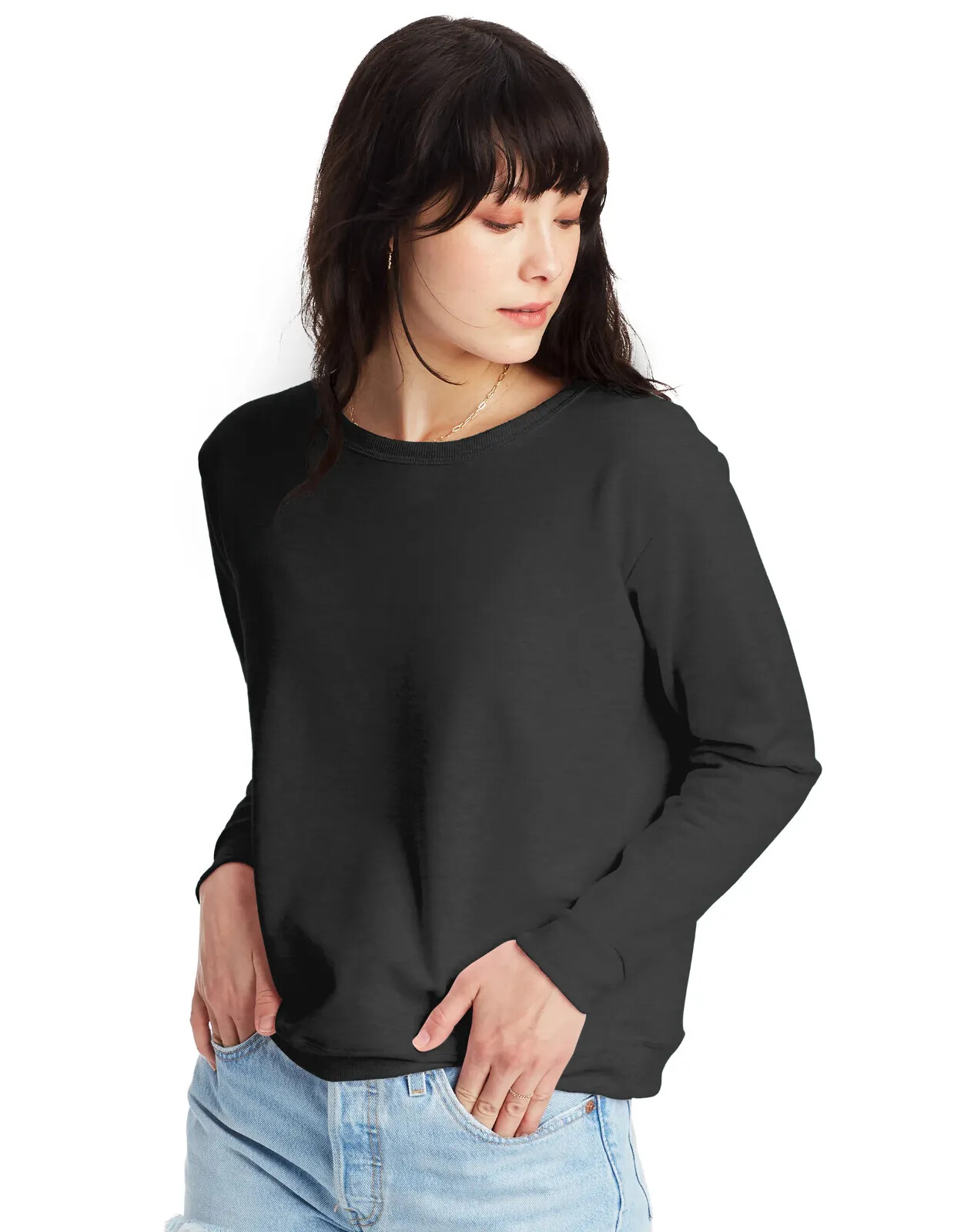 Hanes Women’s Sweatshirt Crew Neck EcoSmart Recycled Cotton-Blend Fleece S-2XL