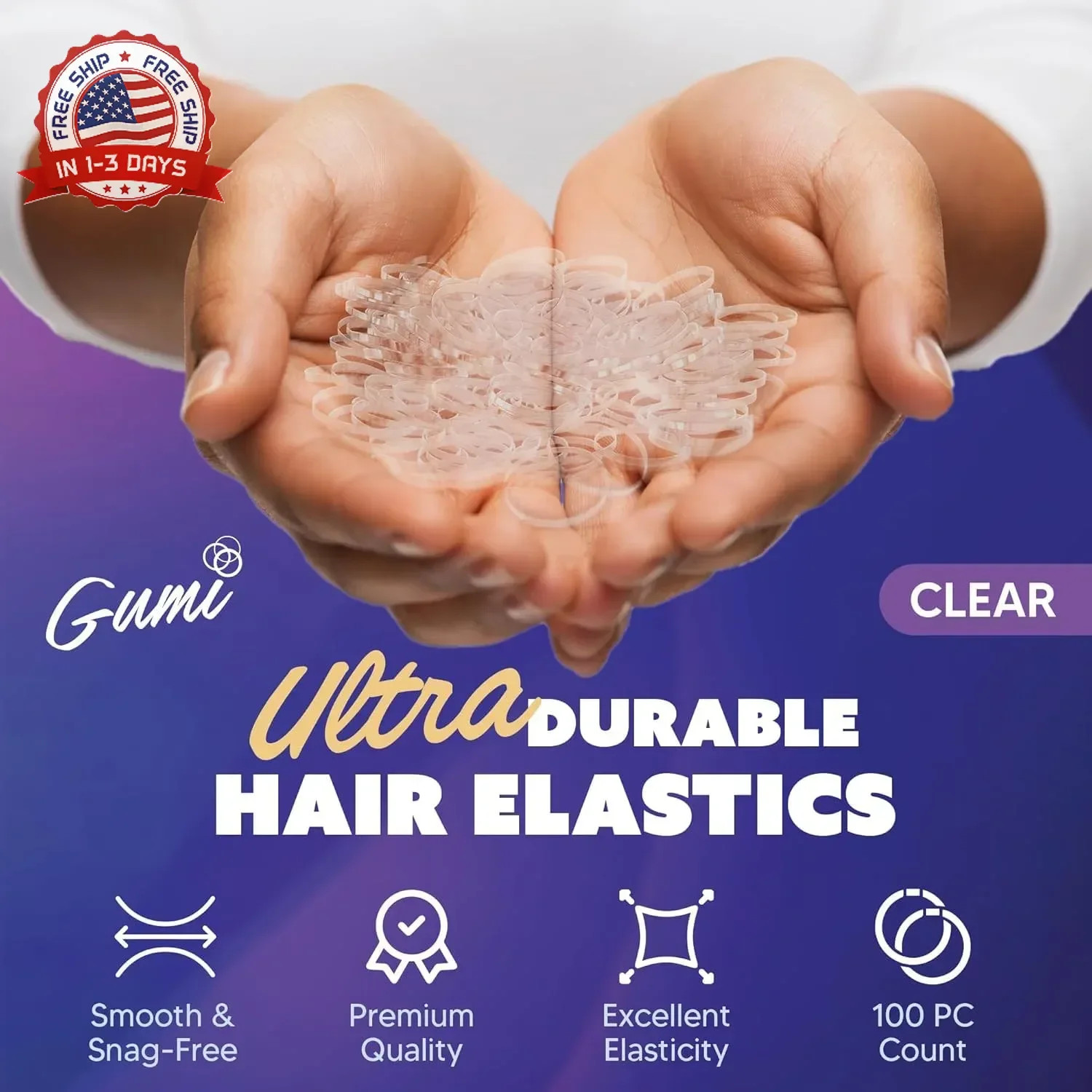 Clear Small Hair Bands 1/2 inch Extra Small Snag Free for All Hair Types