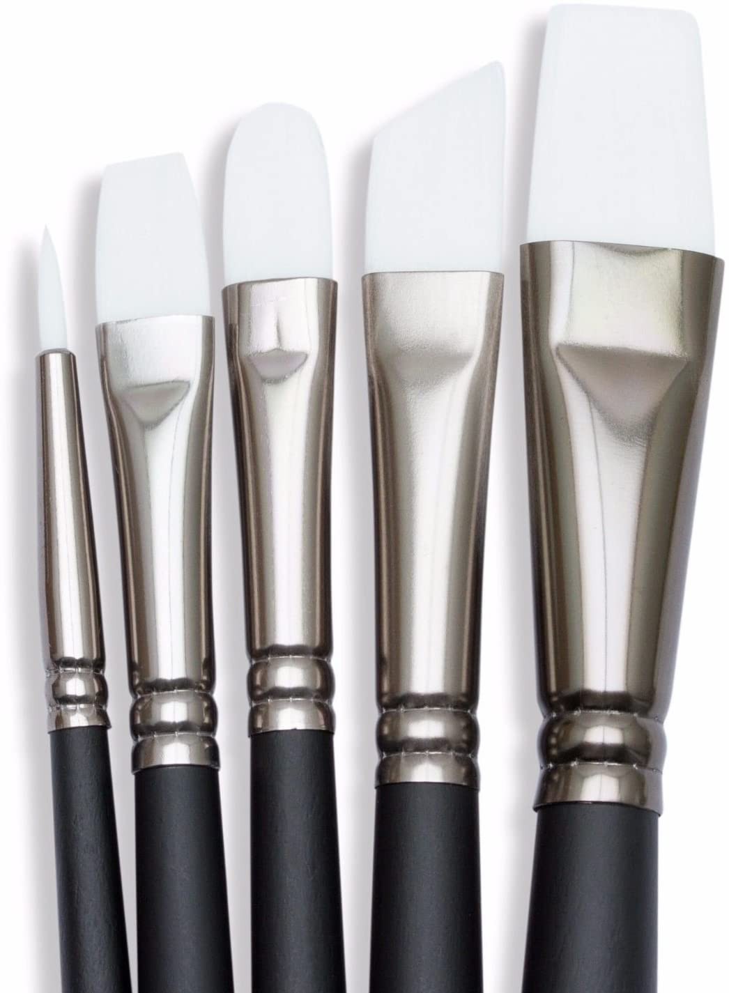 Angelus Artist Acrylic Paint Brush Set of 5 including Round Flat Angular Thin