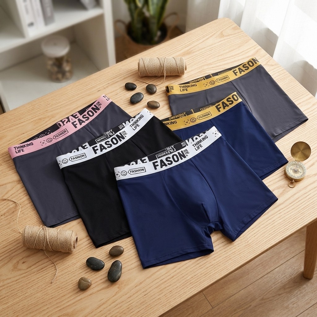 5Pcs Men’s Casual Boxer Briefs, Soft Breathable Stretch Athletic Underwear 5Pack