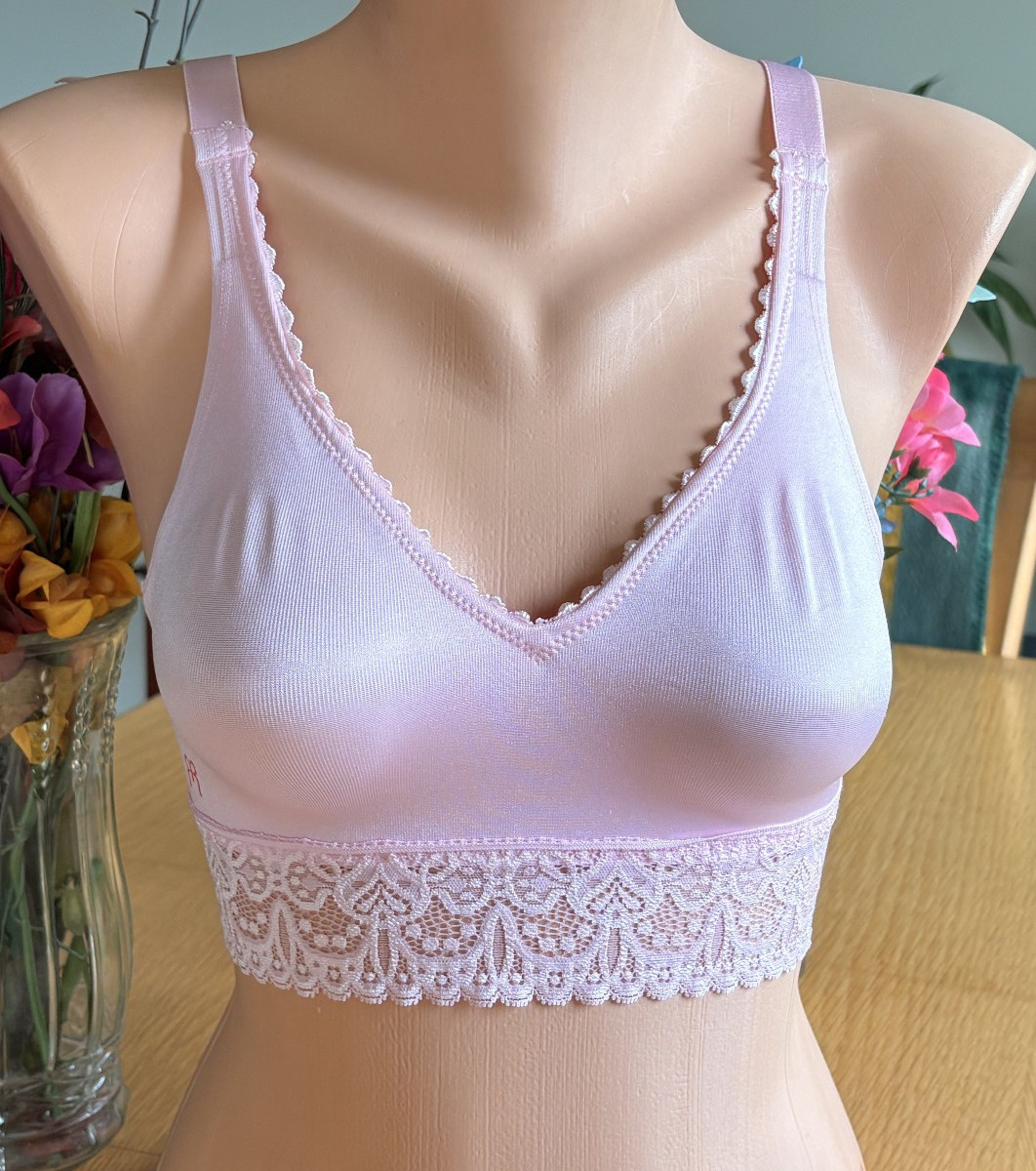 RUBY RIBBON Size 32 Pink Lace Trim V Neck Demiette #3417 NEW