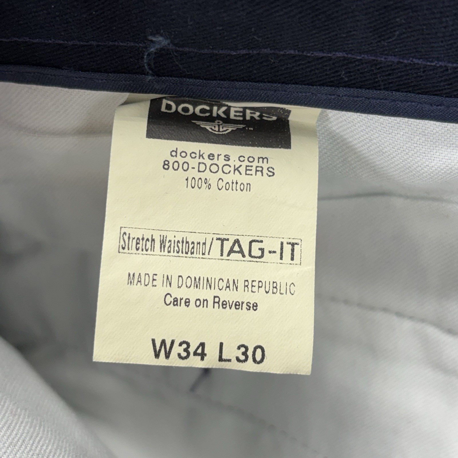 Dockers Original Khaki Pants Mens 34×30 Blue Classic Fit Pleated No Wrinkles NEW