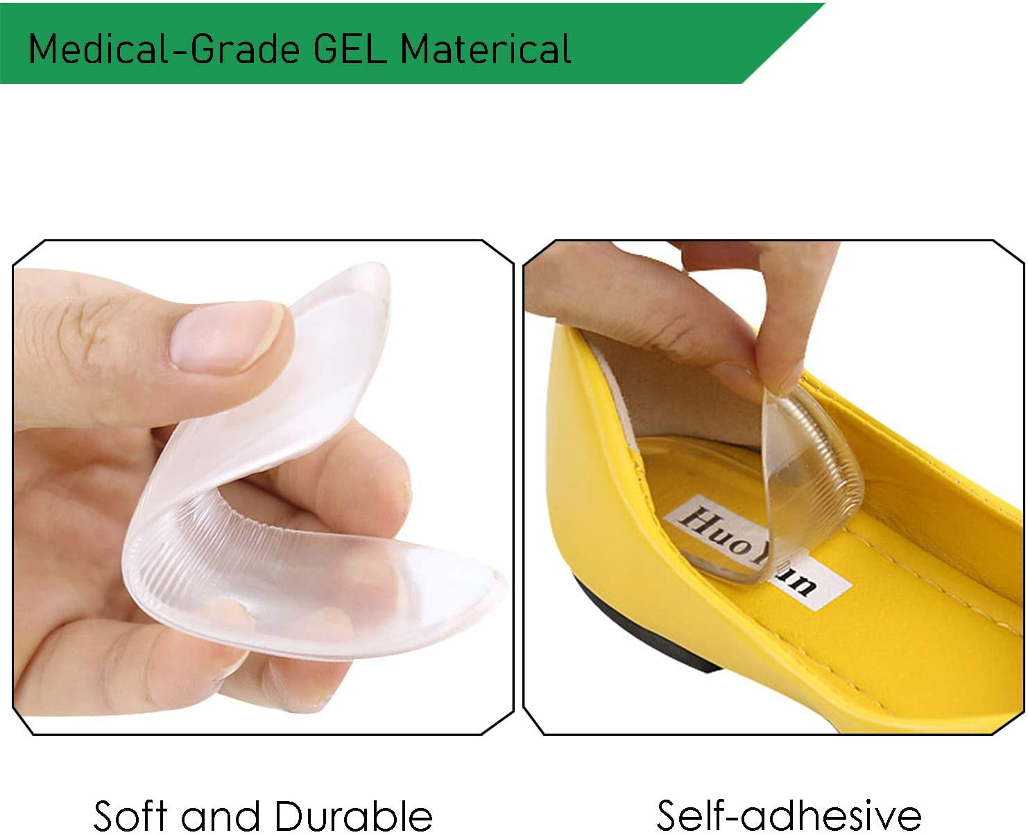 5 Pairs Medial & Lateral Heel Wedge Silicone Insoles – Corrective Adhesive Shoe