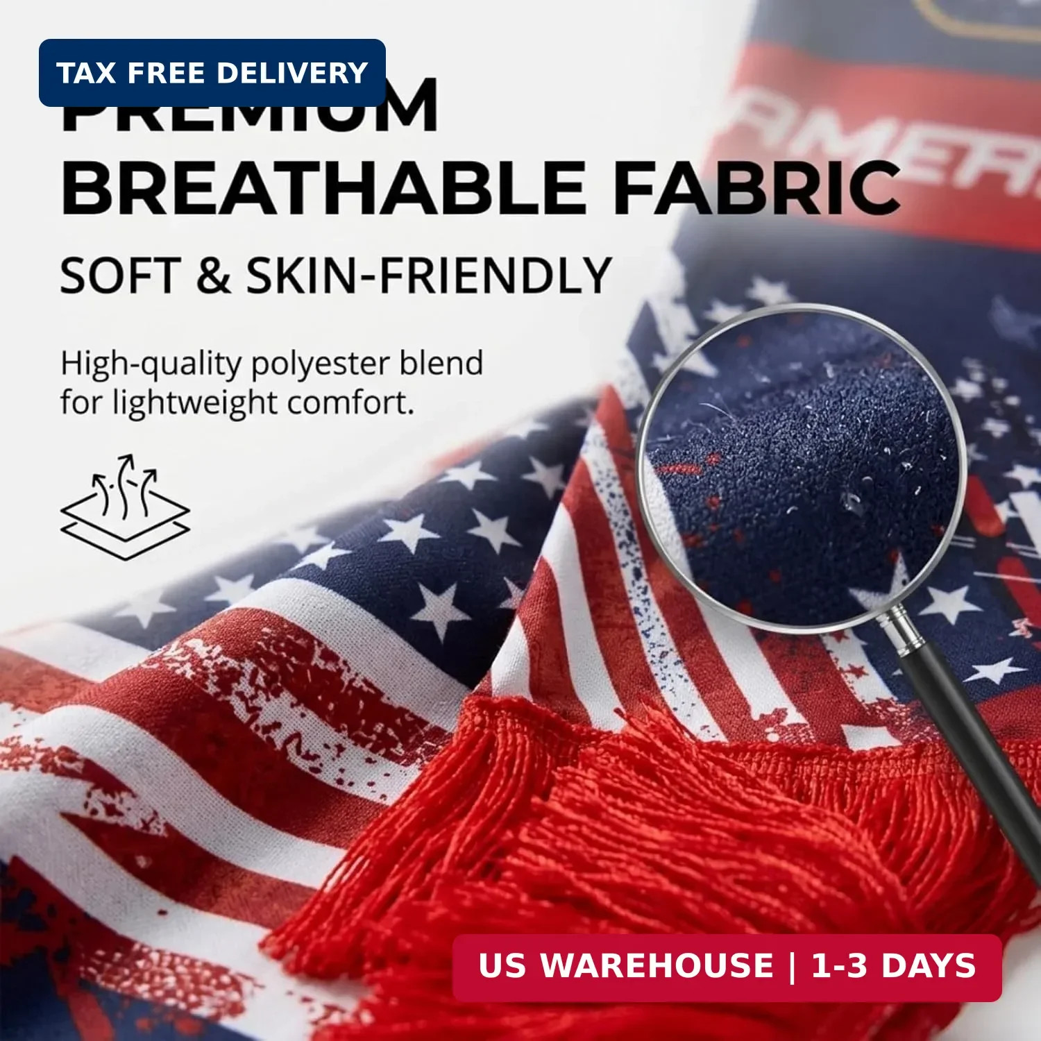 USA Soccer Fan Scarf, America Team Supporter-Sided for 2026 World Cup