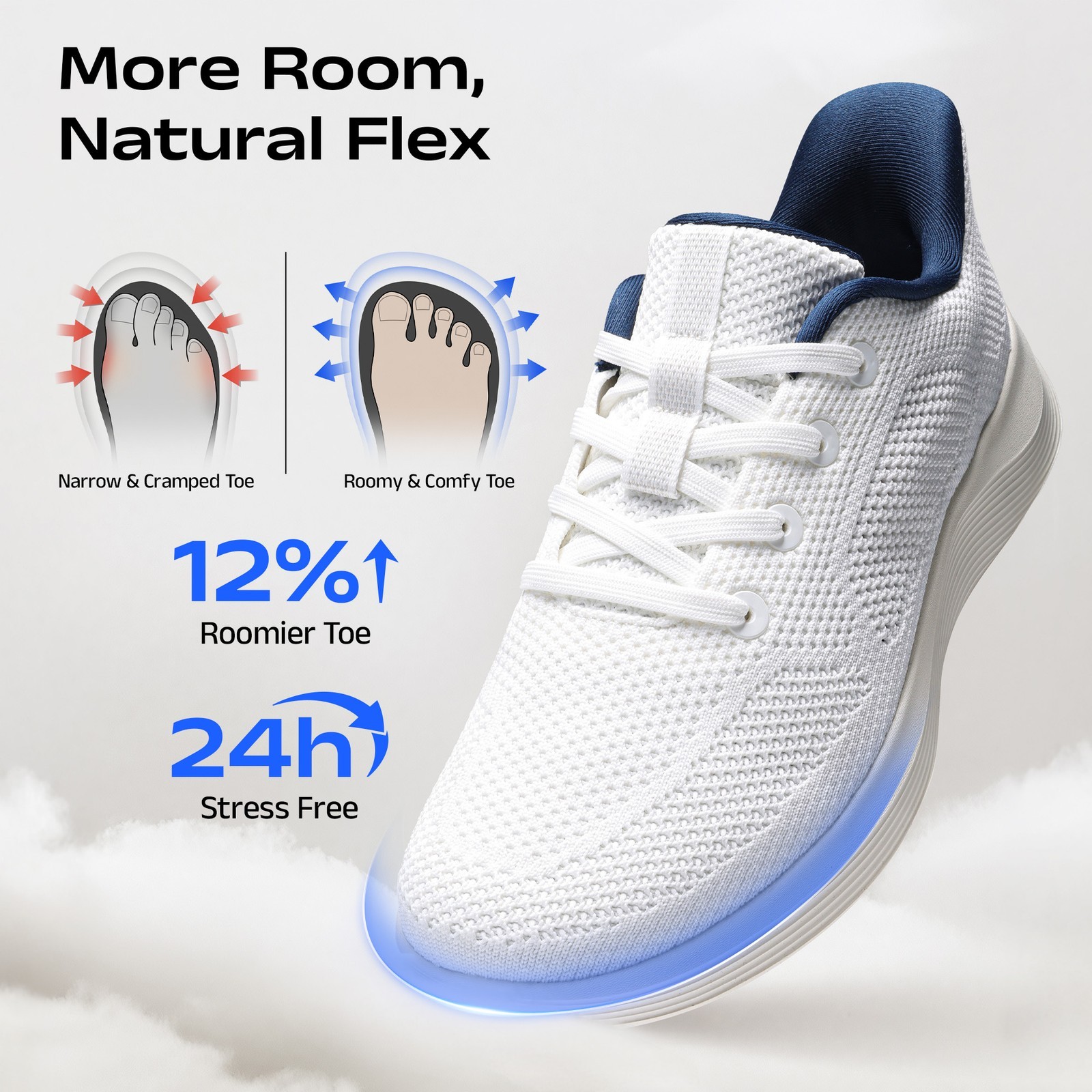 Men’s Roomy Toe Slip On Sneakers Hands Free Casual Walking Shoes