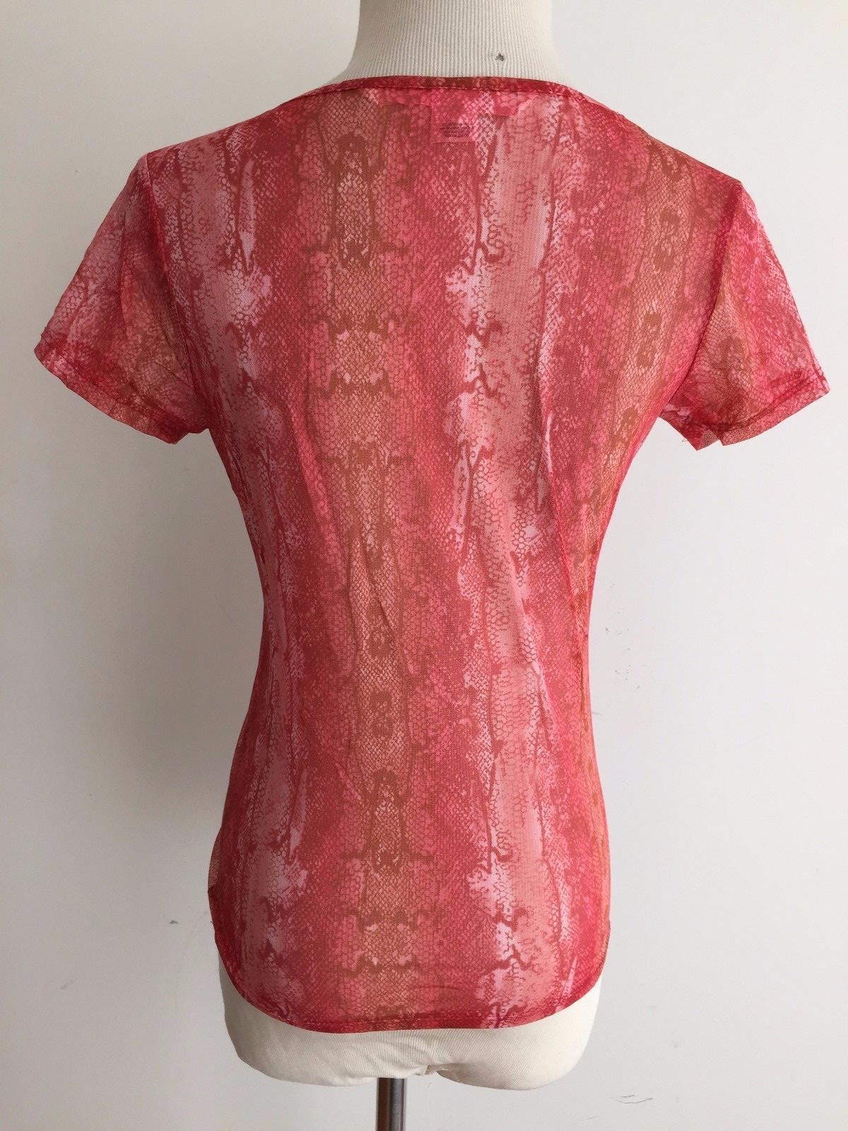 Victoria’s Secret V-Neck Top Semi-Sheer Tea Rose Animal Print Size M
