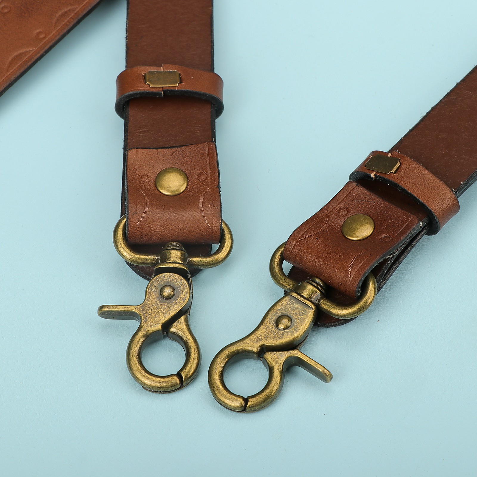 Tourbon Leather Men’s Suspenders X Back Adjustable X-Shaped Hooks Pants Braces
