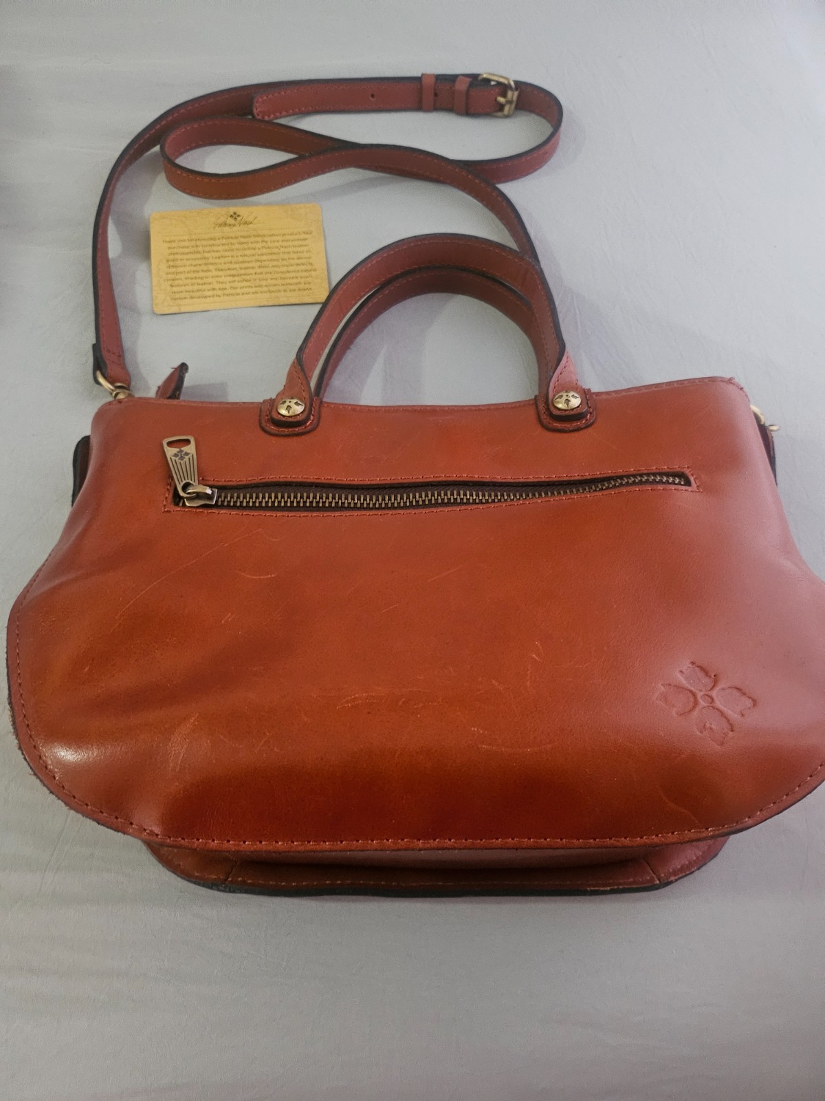 Patricia Nash Heritage Angela Double-compartment Brown Leather Satchel Purse