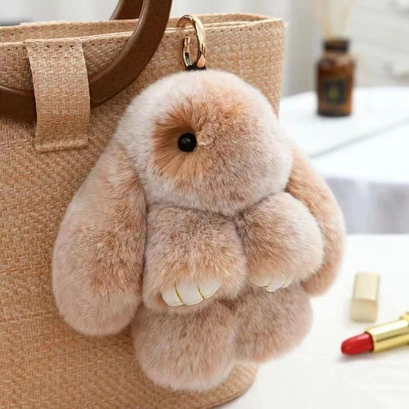 Cute Charm Key Chain Bag pendant Plush Bunny Toy Rabbit Fur Doll Gifts Keychain