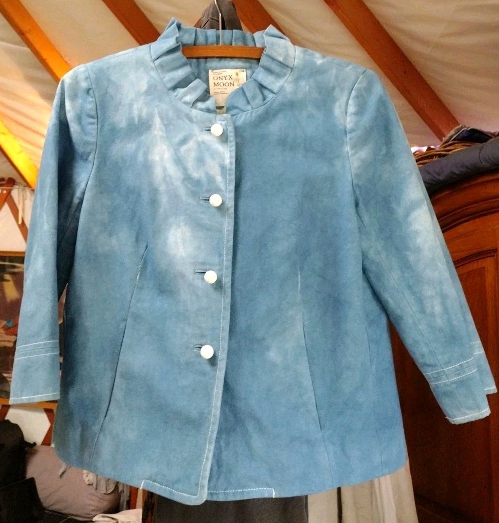Jacket S Blue Plant Dyed Hand-Made Original Cotton Short Fully Lined