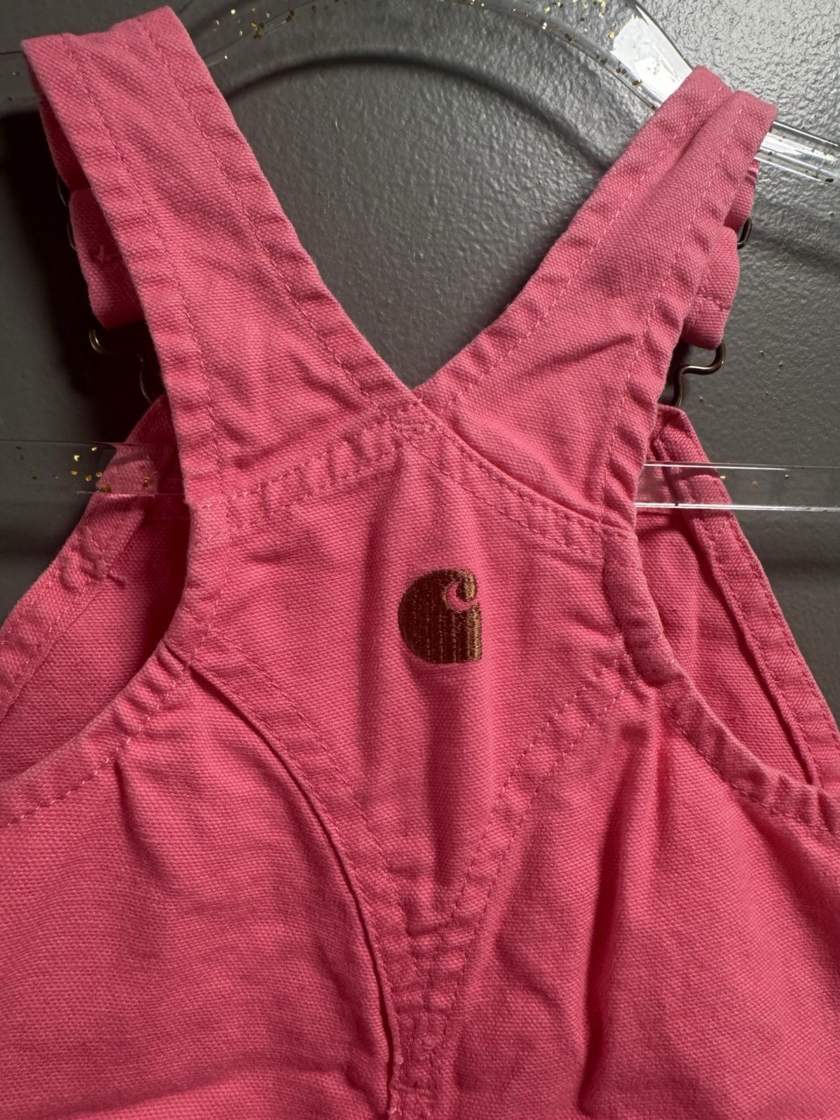 Carhartt Girls Bright Pink 100% Cotton Overalls Size 9M