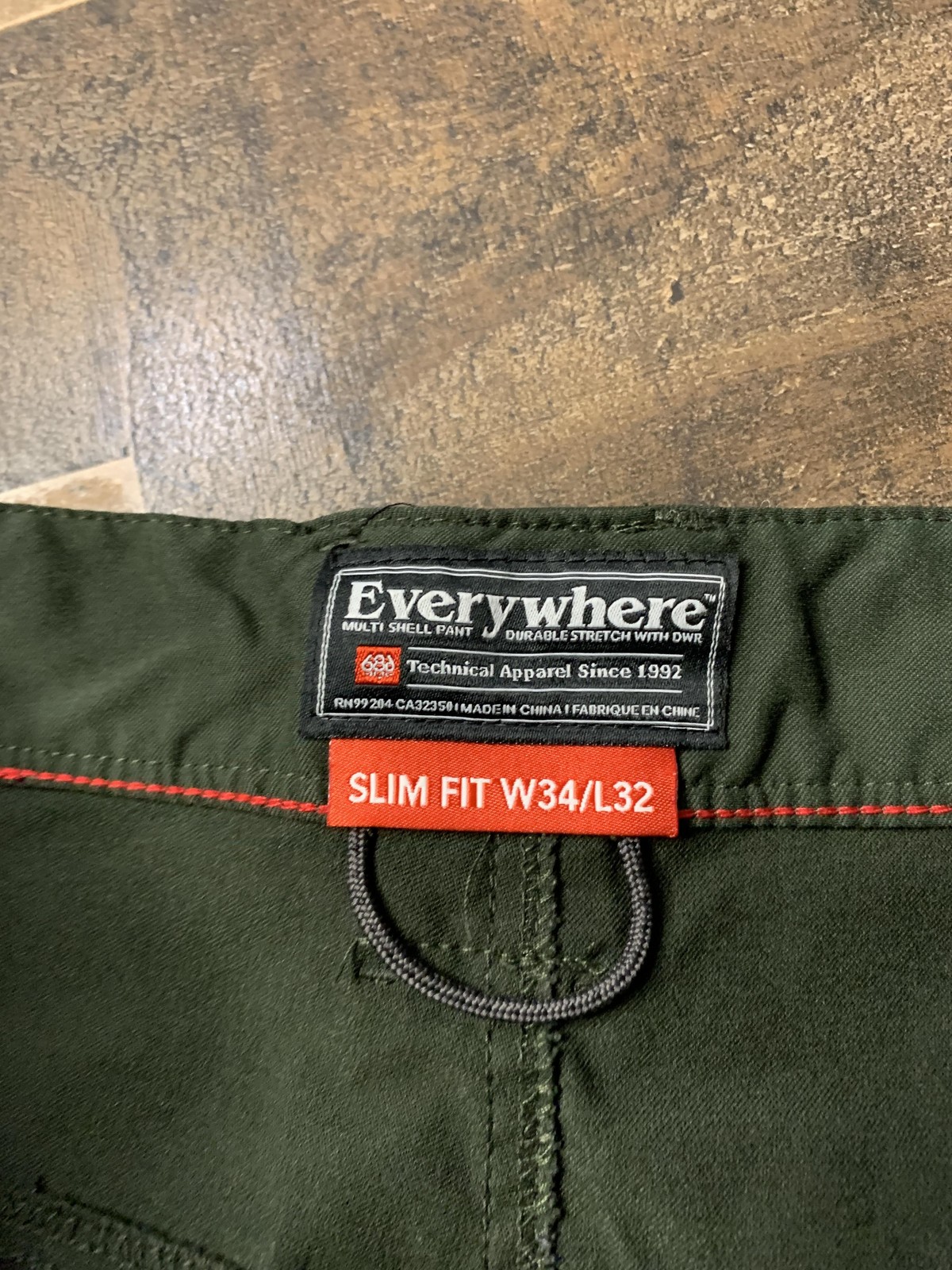 686 Everywhere Pants Mens 34×30 Green Slim Fit Stretch Hiking Tech Softshell