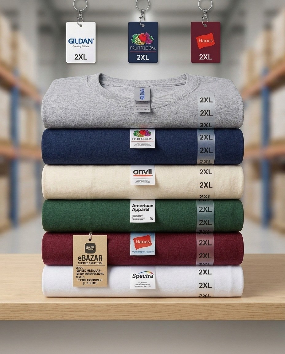 Bulk 6 PCS 2XL Irregular Men’s T-Shirts – Assorted Brands