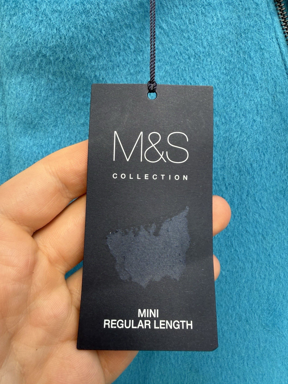 M&S Collection Wool Blend Mini Skirt Turquoise Fully Lined Zip Detail – UK 16