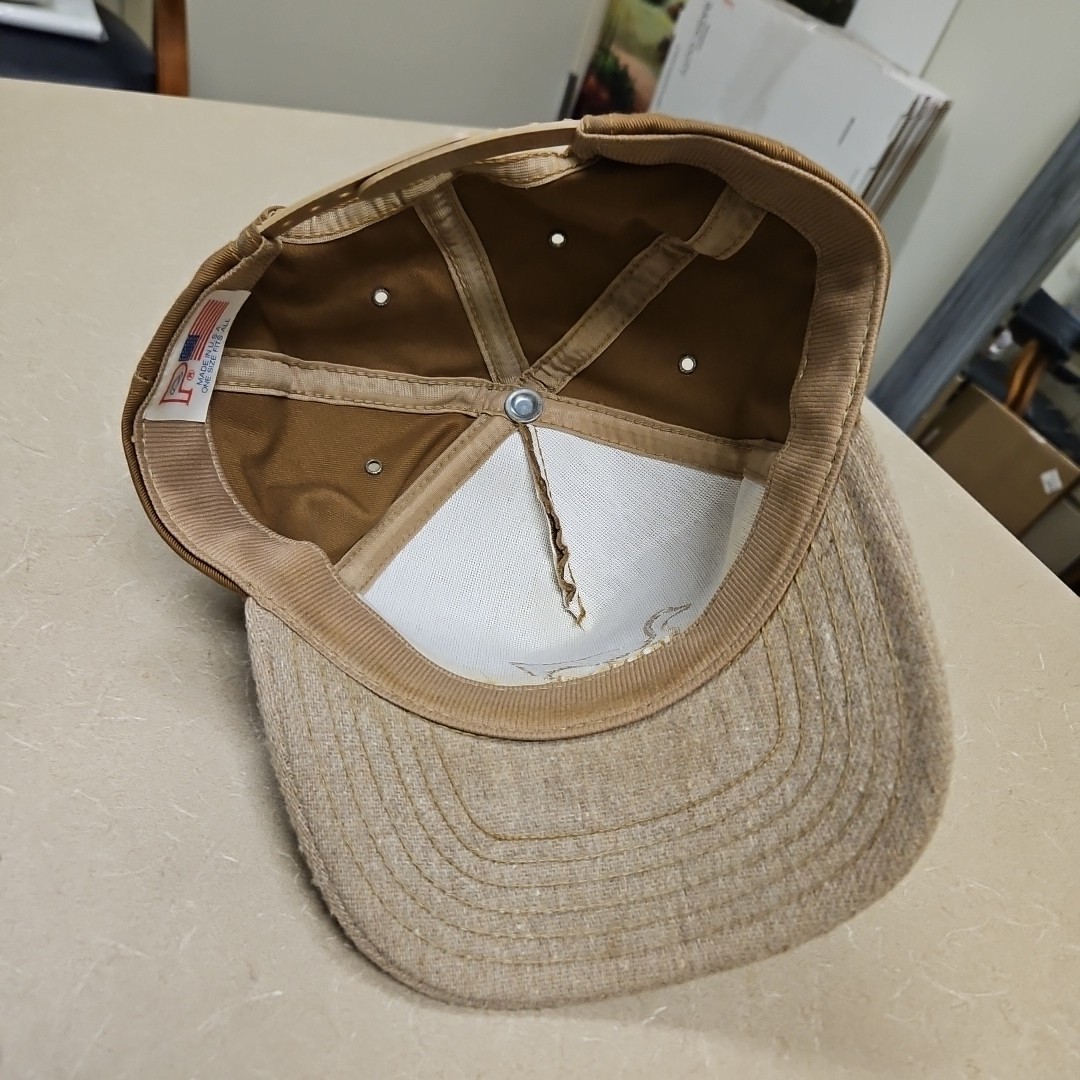 Duxbak Vintage 90’s canvas embroidered logo snapback hat cap 2tone brown USA