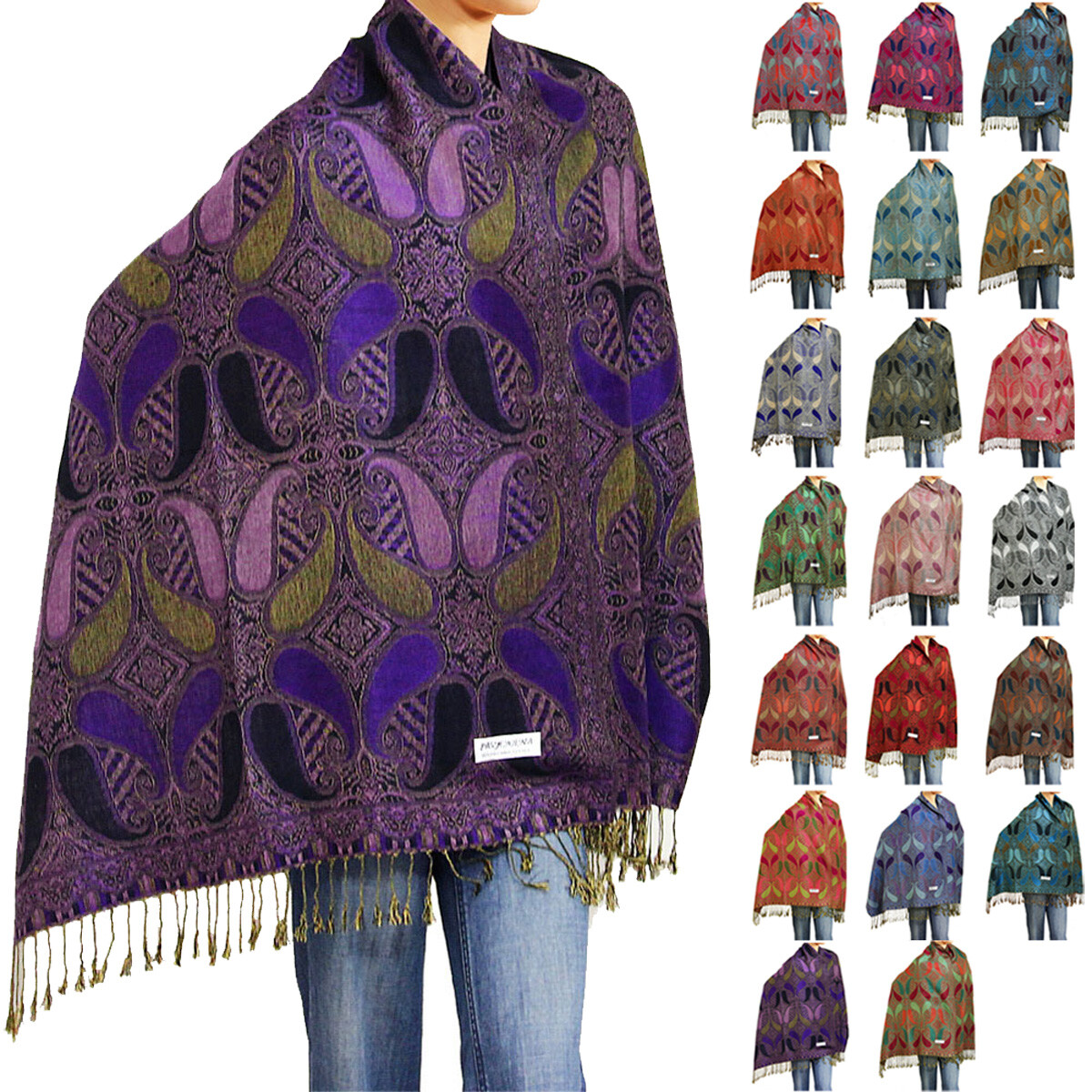 Falari Classic Paisley Large Pashmina Scarf Shawl Wrap Stole Silky