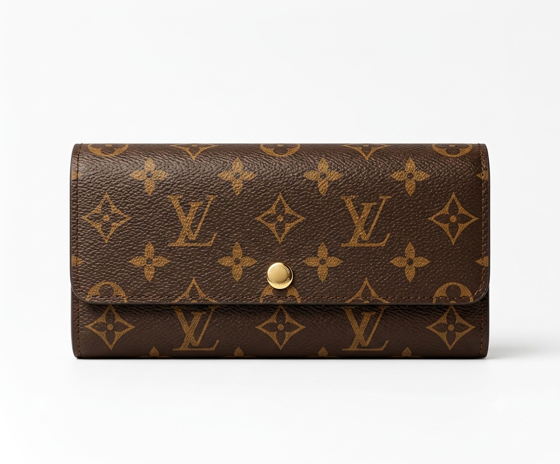 Authentic Louis Vuitton Sarah Wallet Monogram Brown Coated Canvas LV