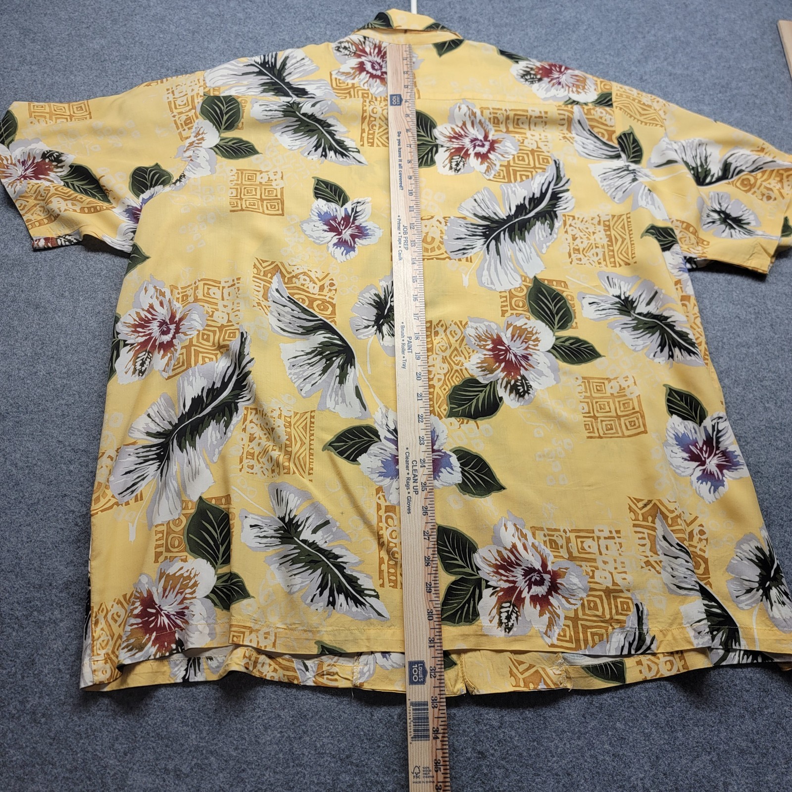 Iolani Hawaiian Vintage Adult 3XL Yellow Rayon Floral Button Up