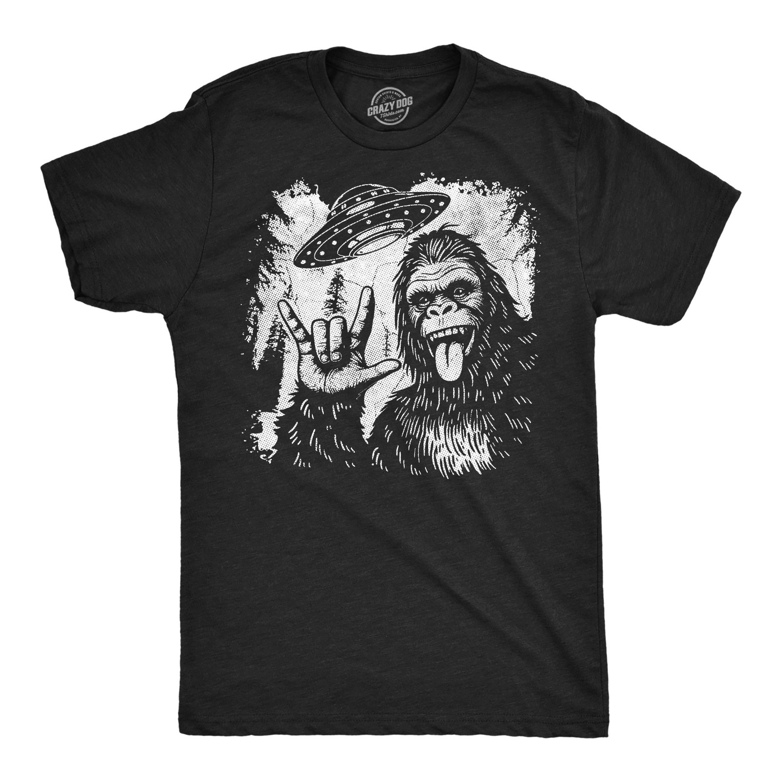 Mens Funny T Shirts Bigfoot UFO Sarcastic Sasquatch Graphic Novelty Alien Tee