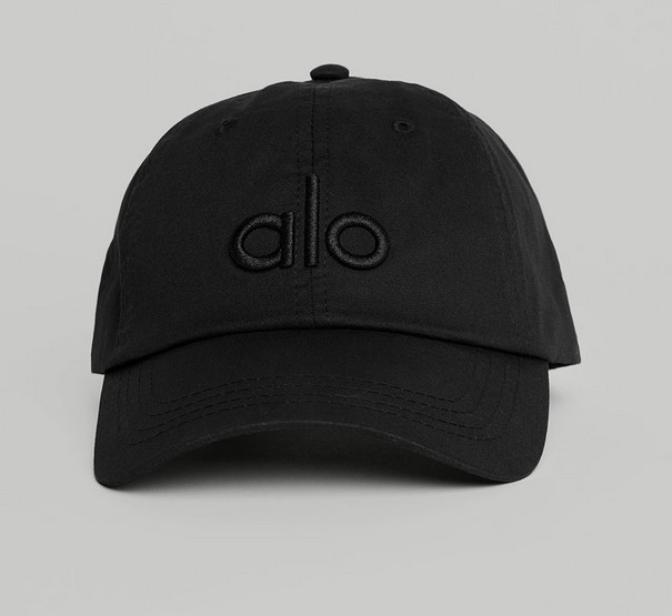 ALO black hat embroidered off-Duty black canvas women’s baseball cap