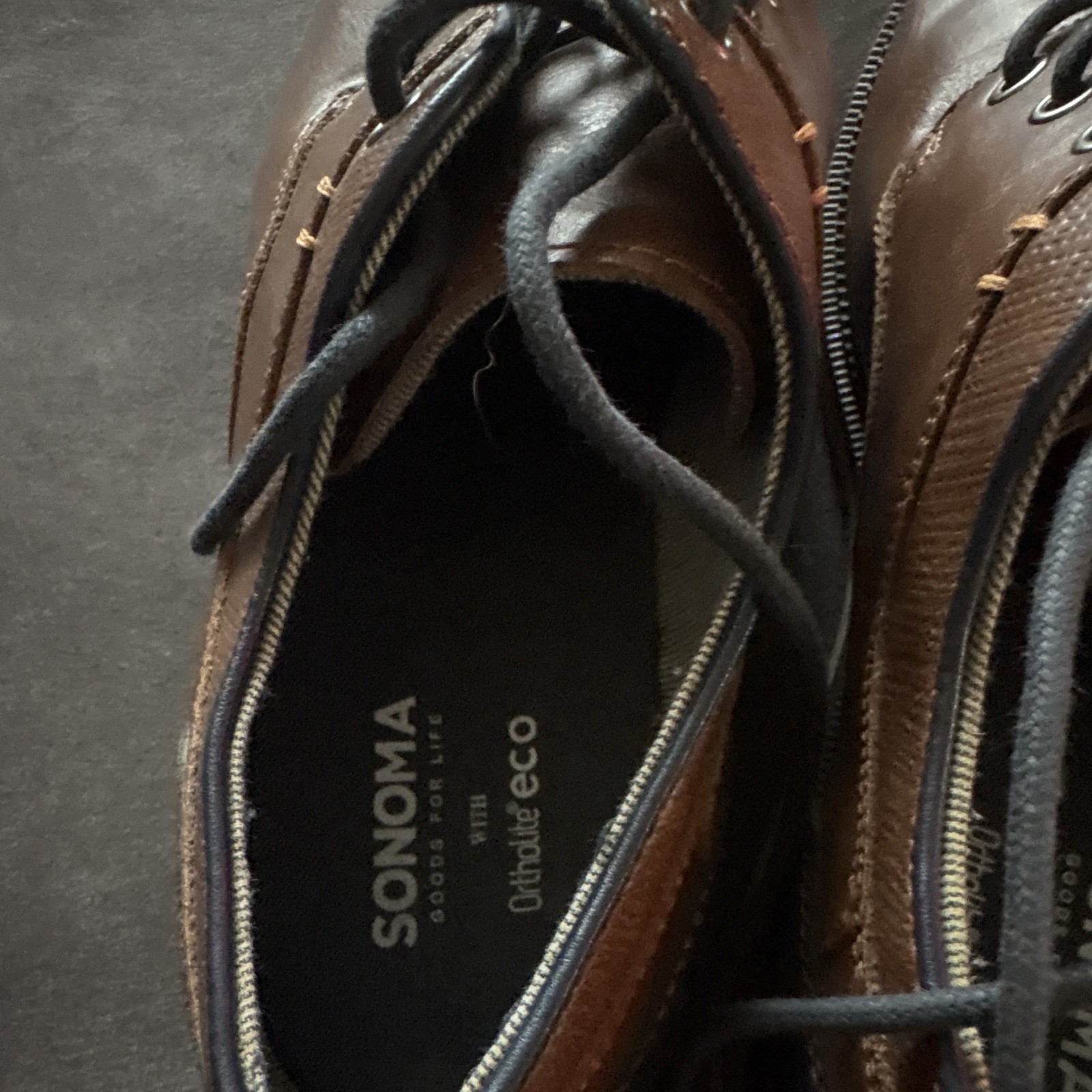 Sonoma Men’s Brown Leather Lace-Up Oxford Dress Shoes Round Toe US 9.5
